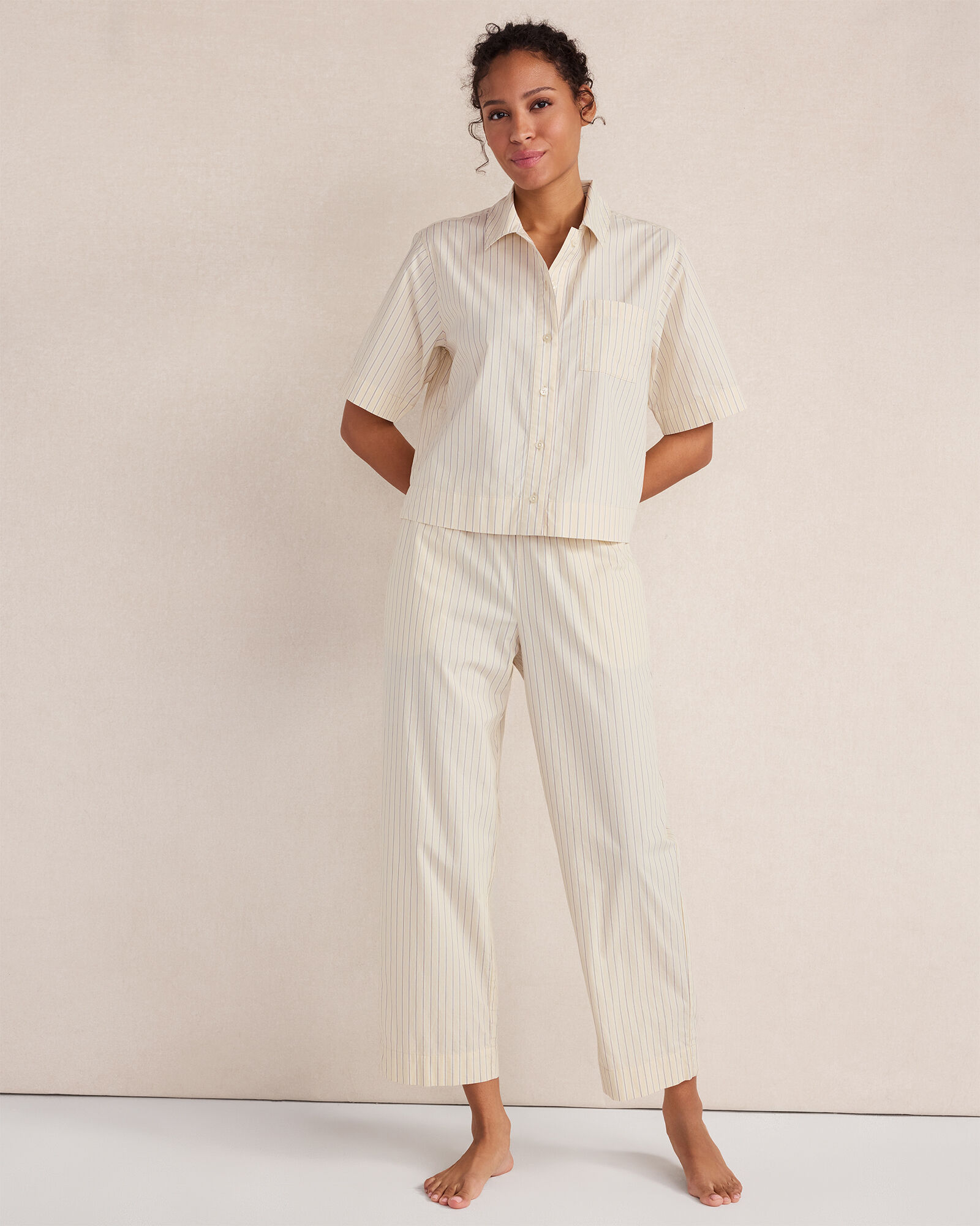 Organic Cotton Poplin Stripe Pajama Top