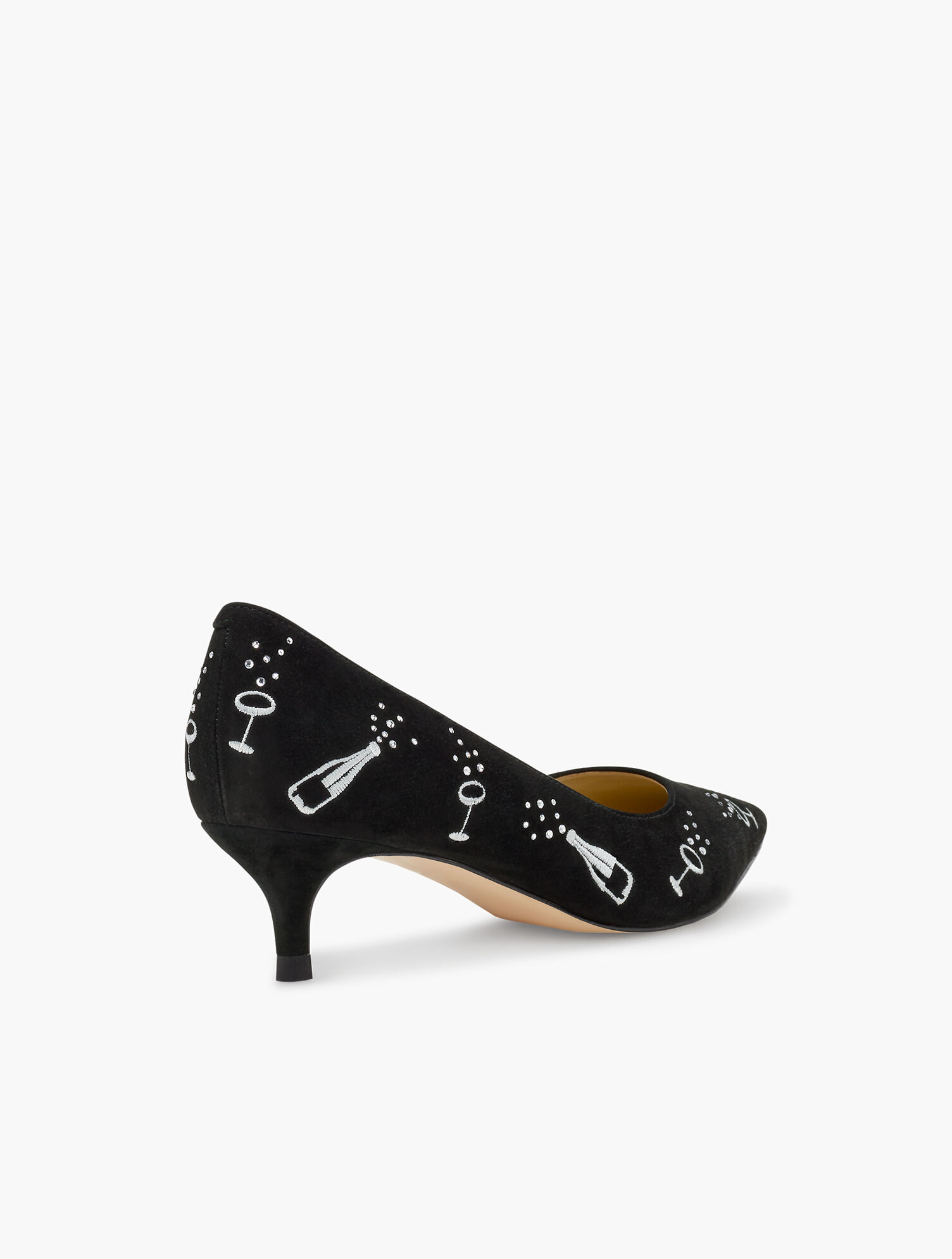Sylvie Kitten Heel Pumps - Champagne Embroidery