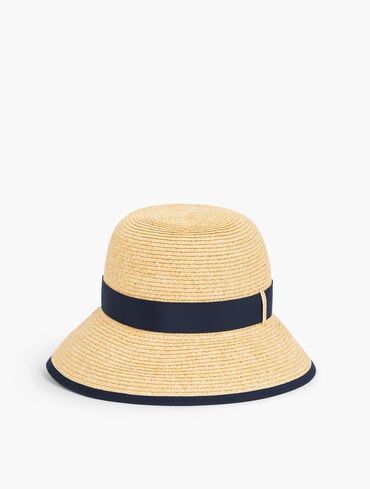Bow Detail Backless Floppy Straw Hat