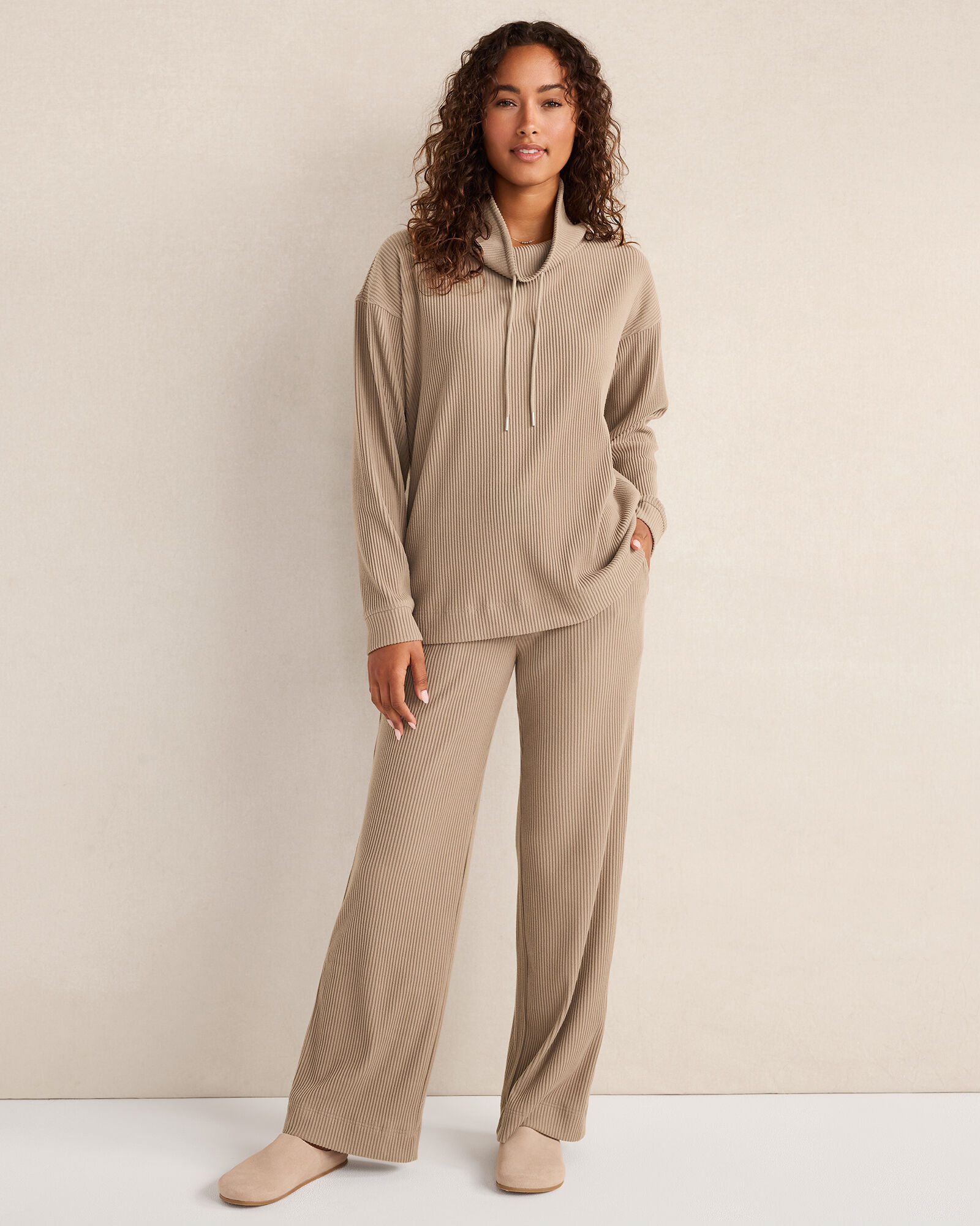 Ottoman Rib Cowl Neck Top
