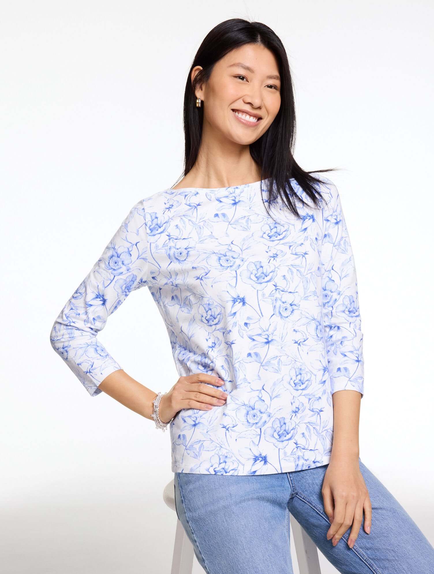 Bateau Neck Tee - Ethereal Floral
