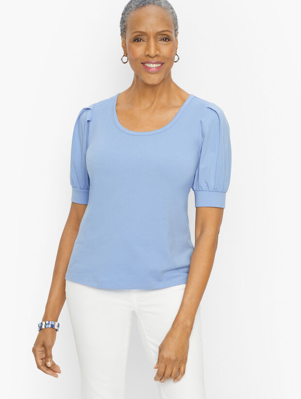 Elbow Sleeve Scoop Neck Tee
