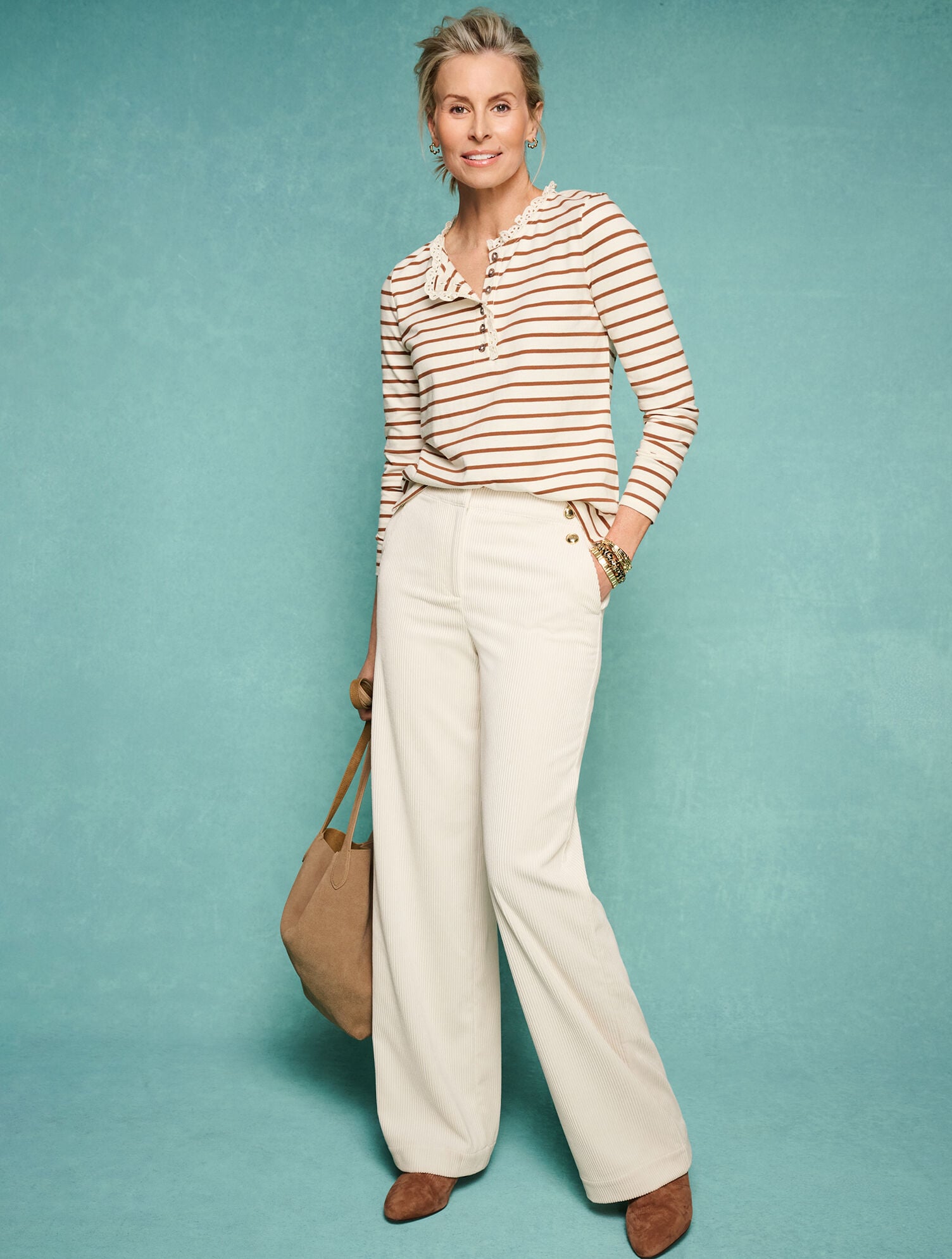 Corduroy Wide Leg Sailor Pants - thumbnail 4