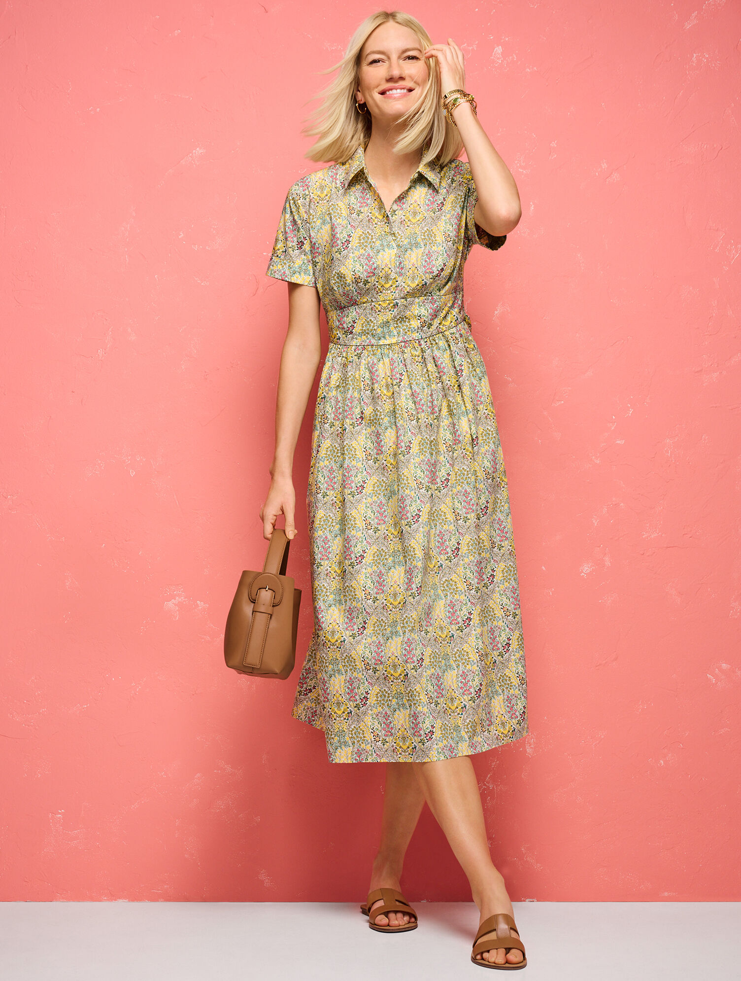 Smocked Poplin Shirtdress - Branching Floral
