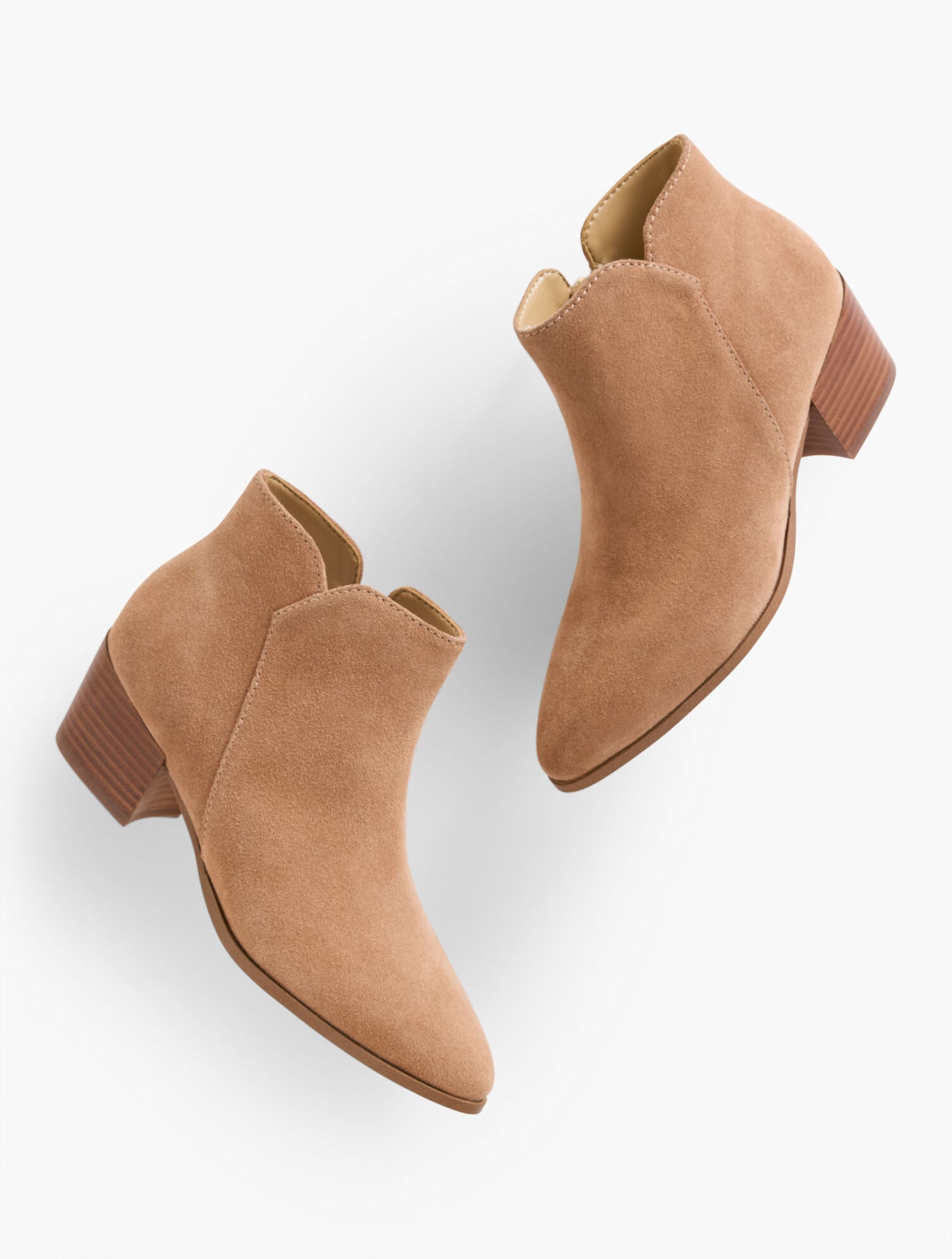 Harper Suede Block Heel Ankle Boots | Talbots display picture 1