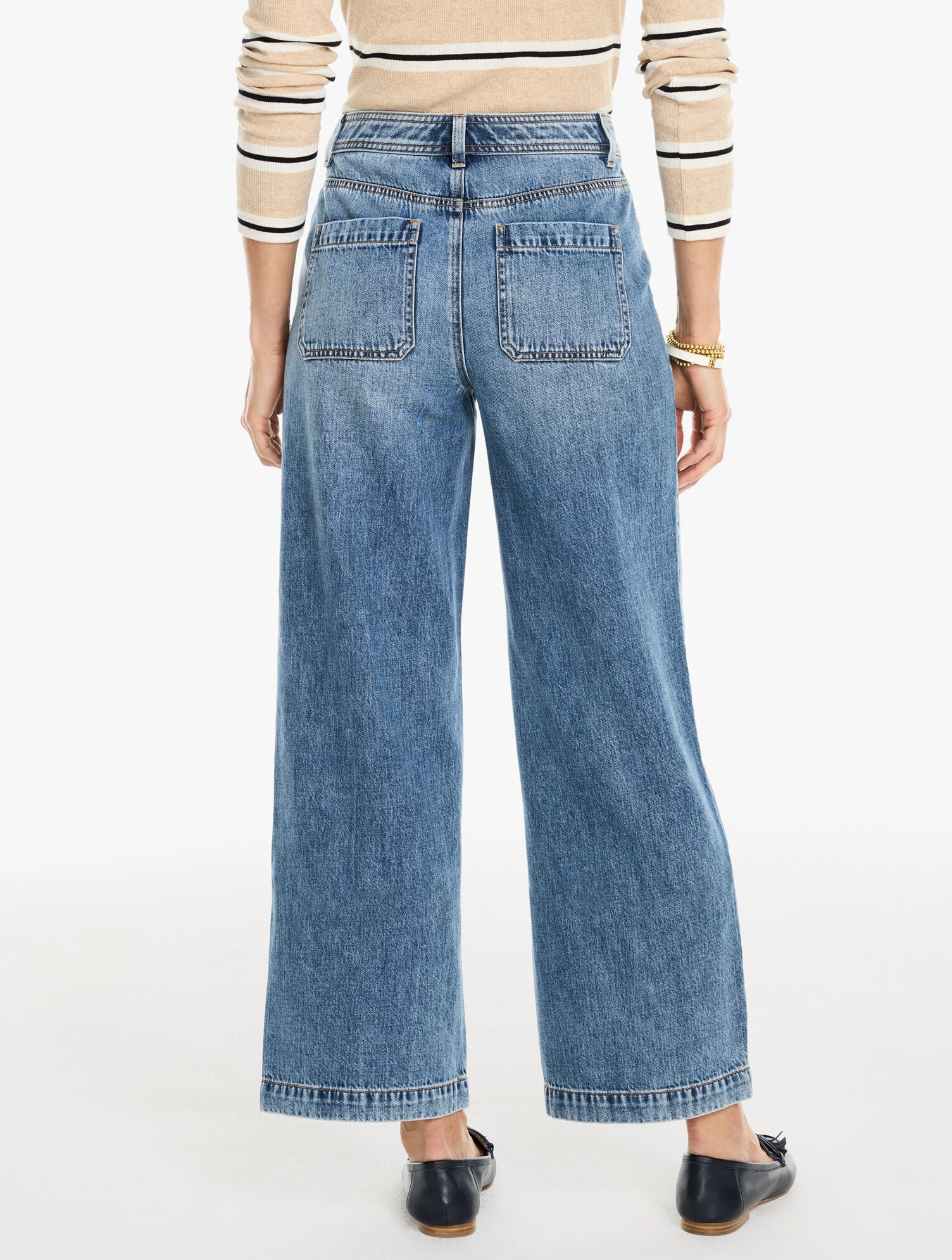 Supersoft Wide Ankle Patch Pocket Jeans - Halsey Wash