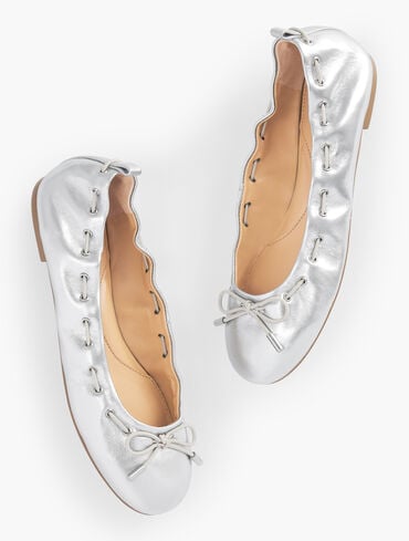 Blair Elastic Ballet Flats - Metallic Leather
