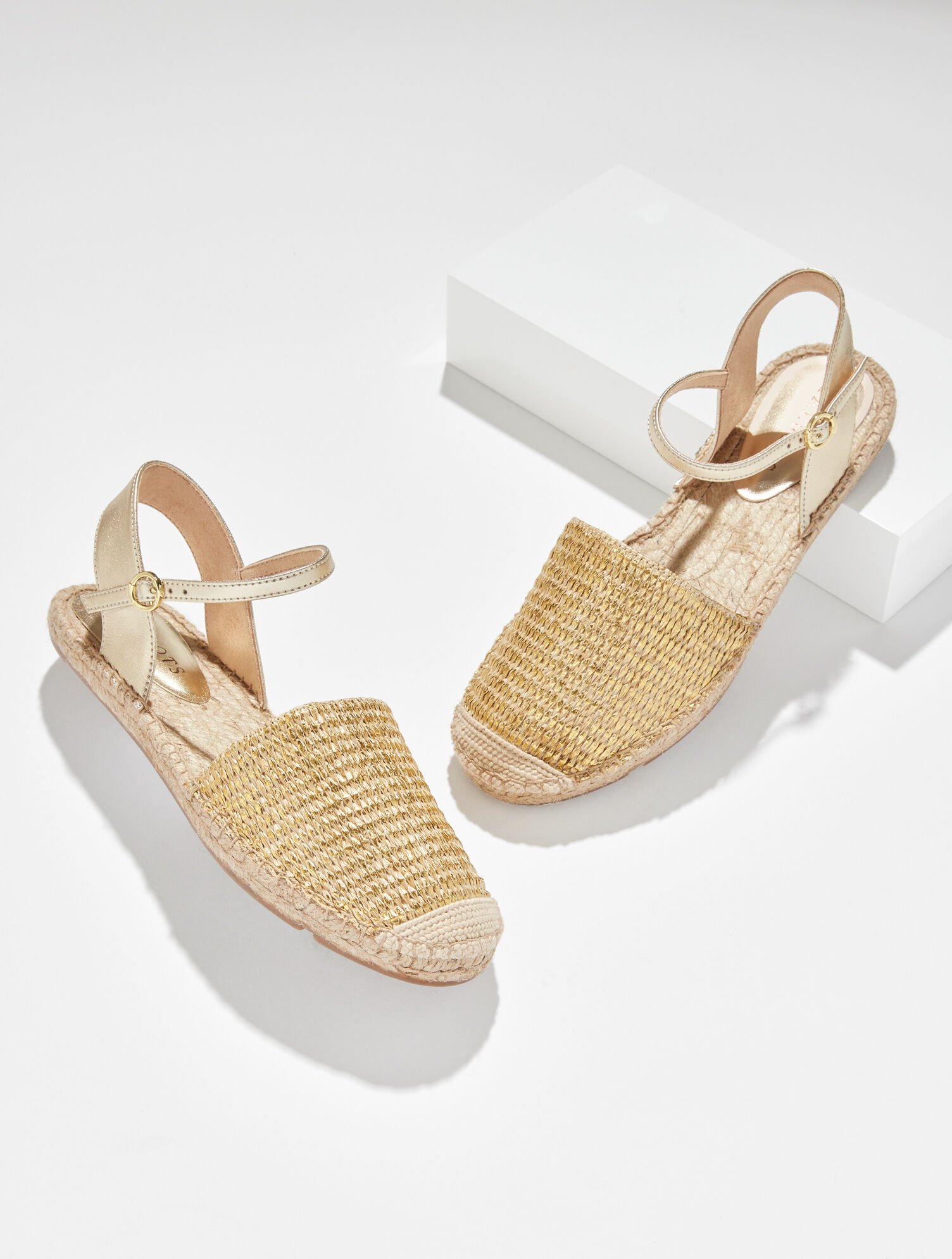 Izzy d&rsquo;Orsay Espadrille Sandals - Metallic Raffia