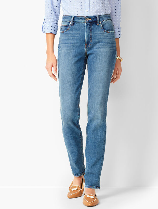 High-Waist Straight-Leg Jeans - Aurora Wash