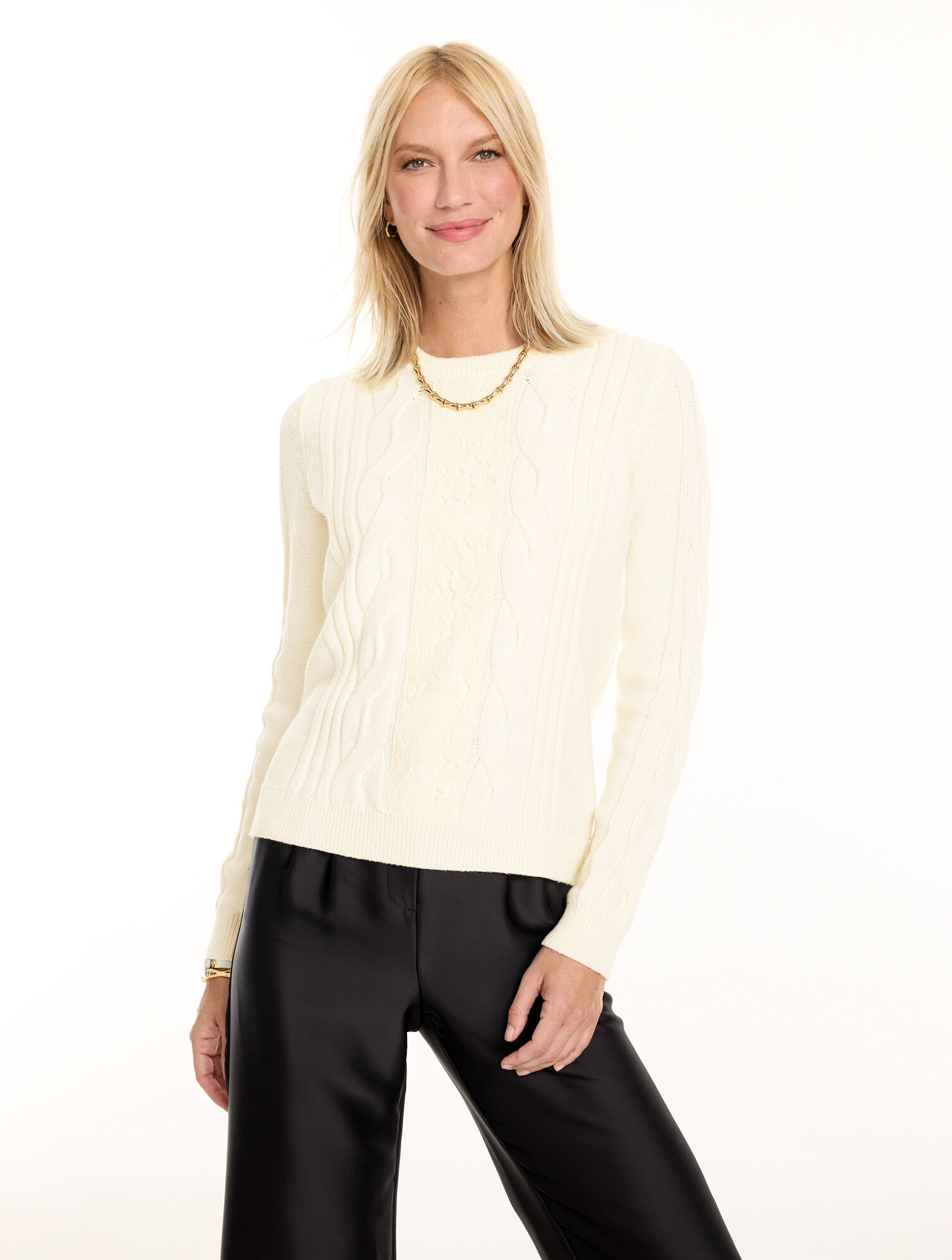 Lace Cable Knit Sweater