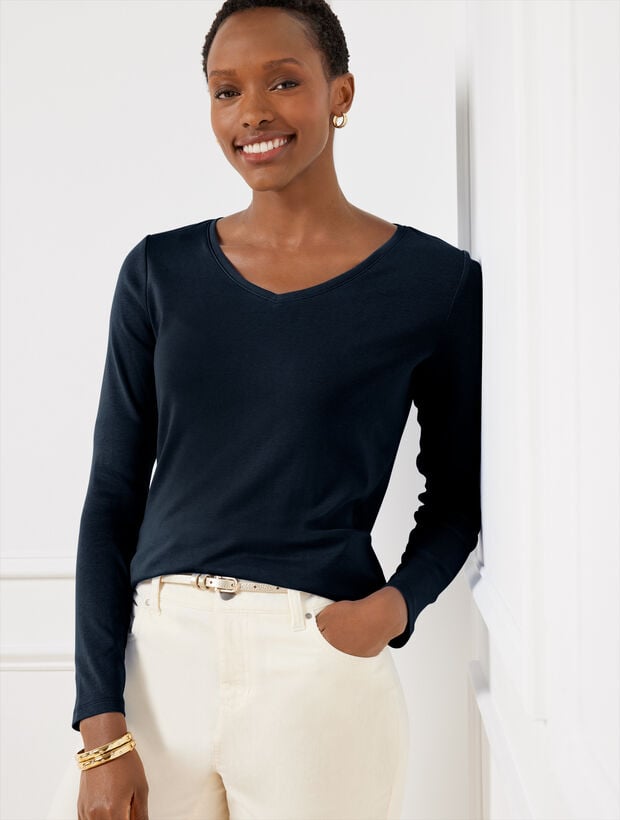 Pima VNeck Tee Talbots