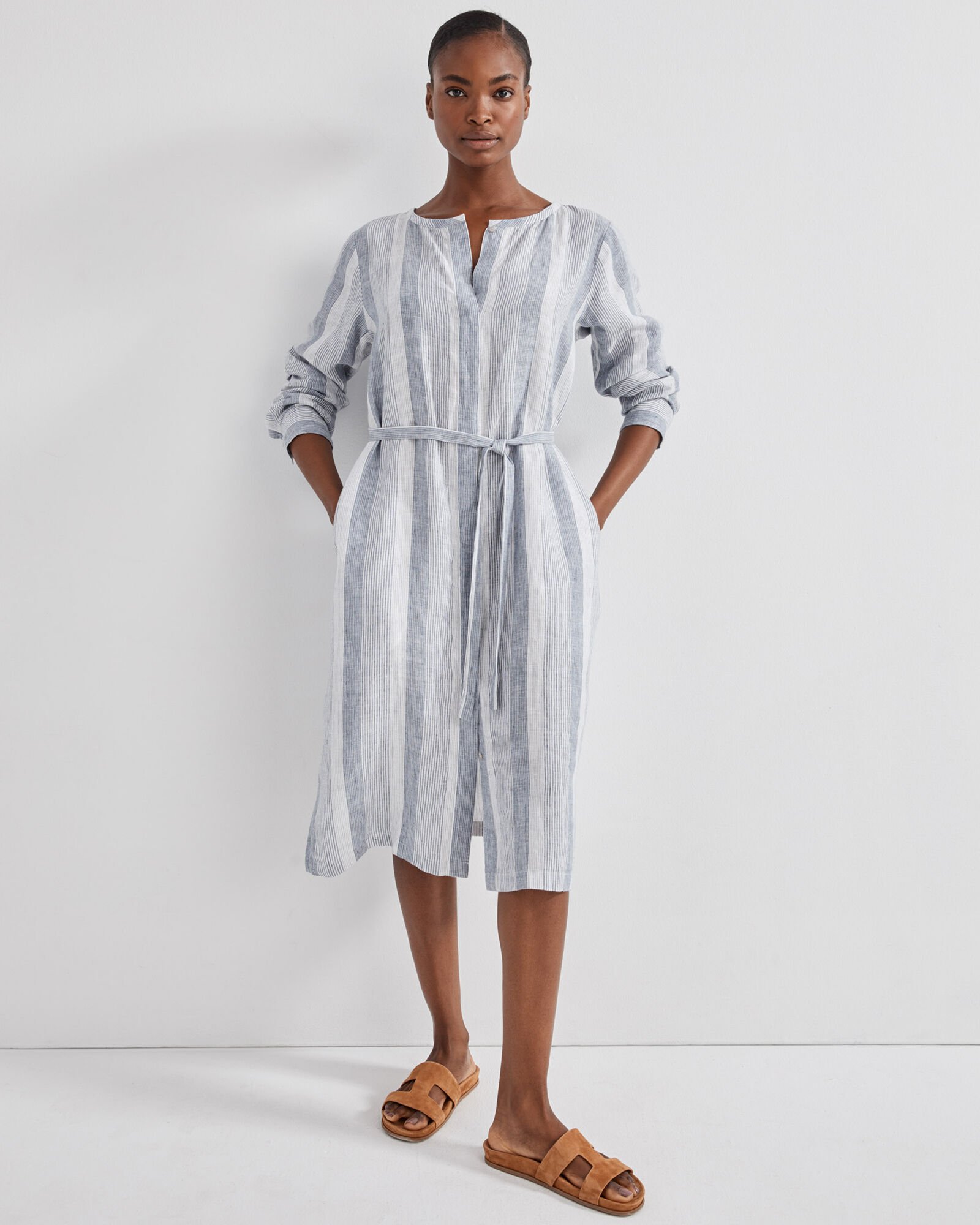 Linen Ombré Stripe Shirt Dress | Haven Well Within