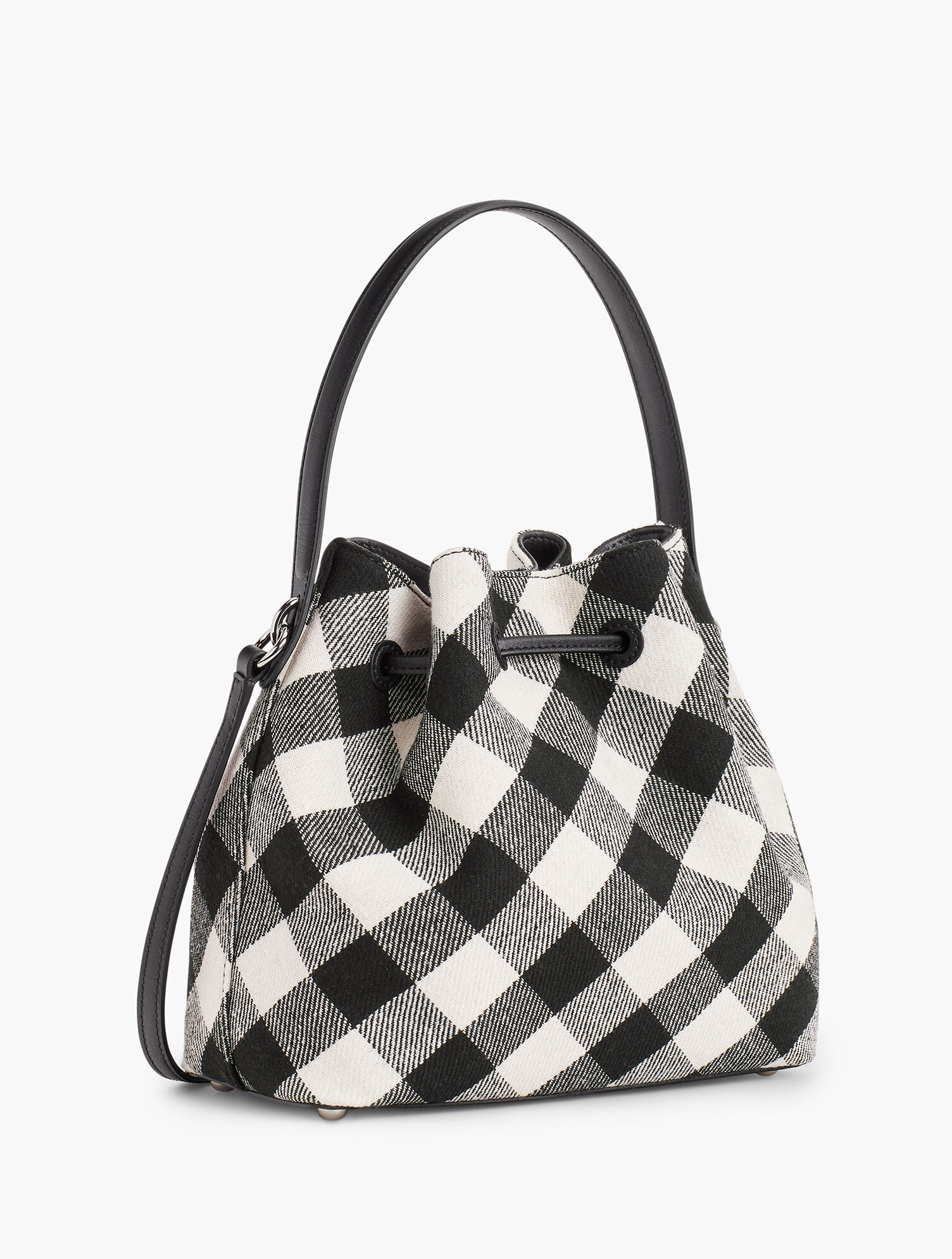 Buffalo Plaid Drawstring Bucket Bag