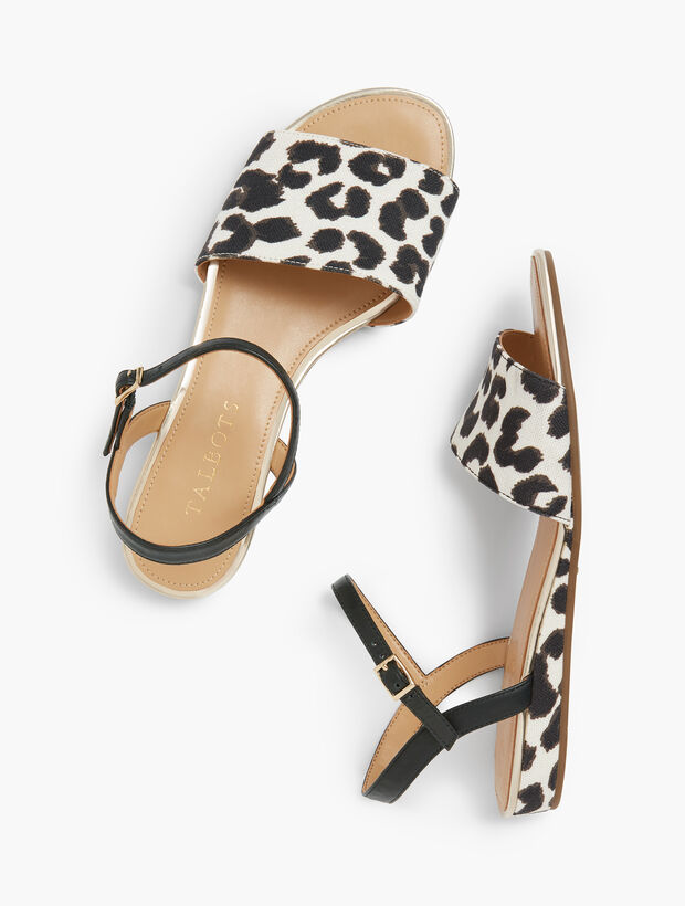 Daisy Micro-Wedge Sandals - Leopard