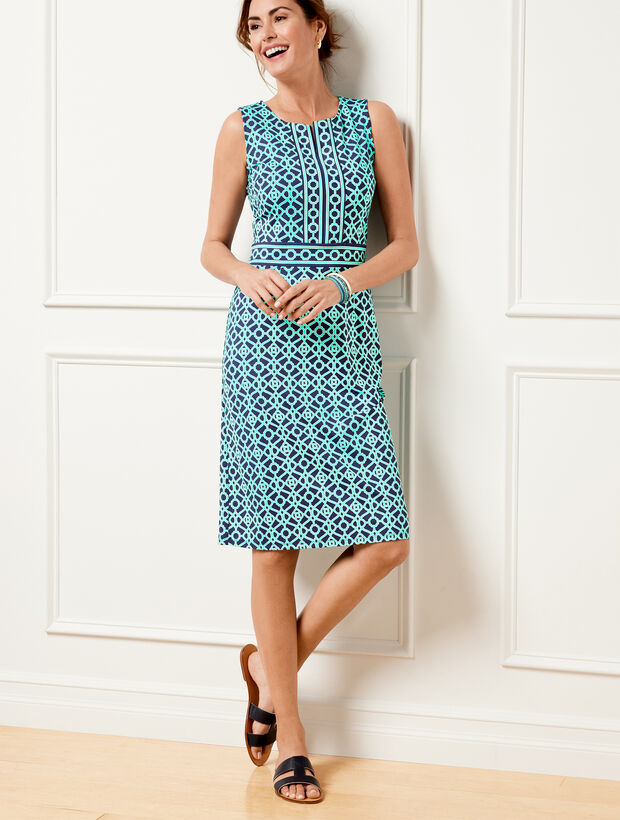 Talbots Effortless Jersey Dress Outlined Geo Talbots