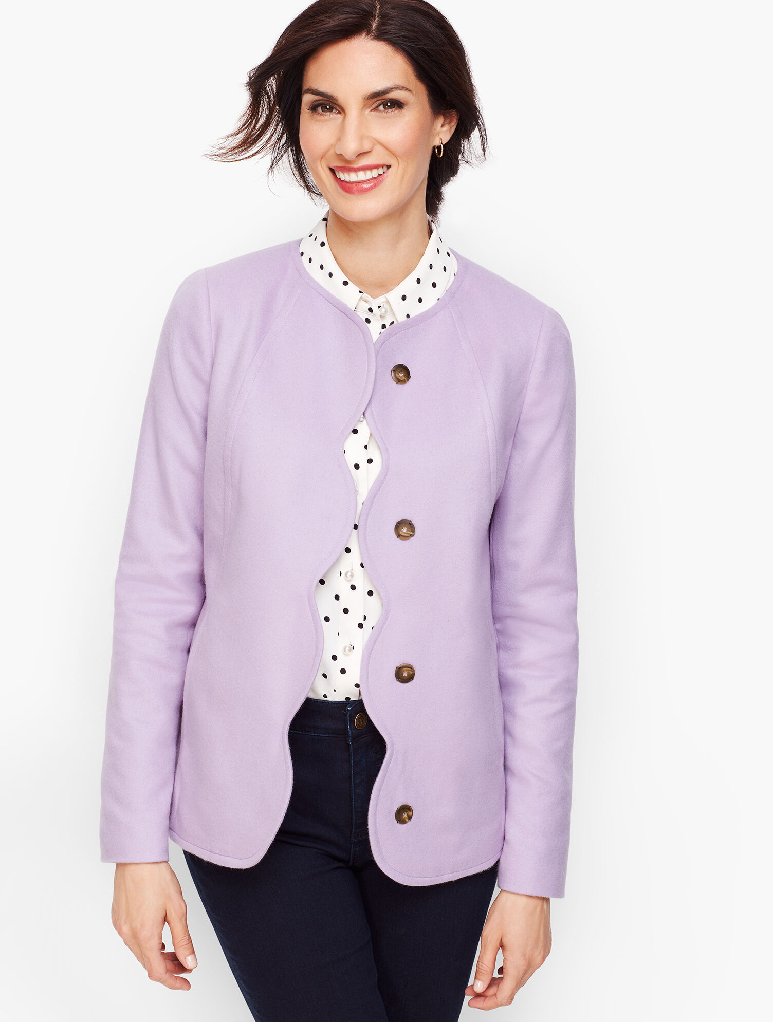 Brushed Italian Wool Scallop Edge Jacket