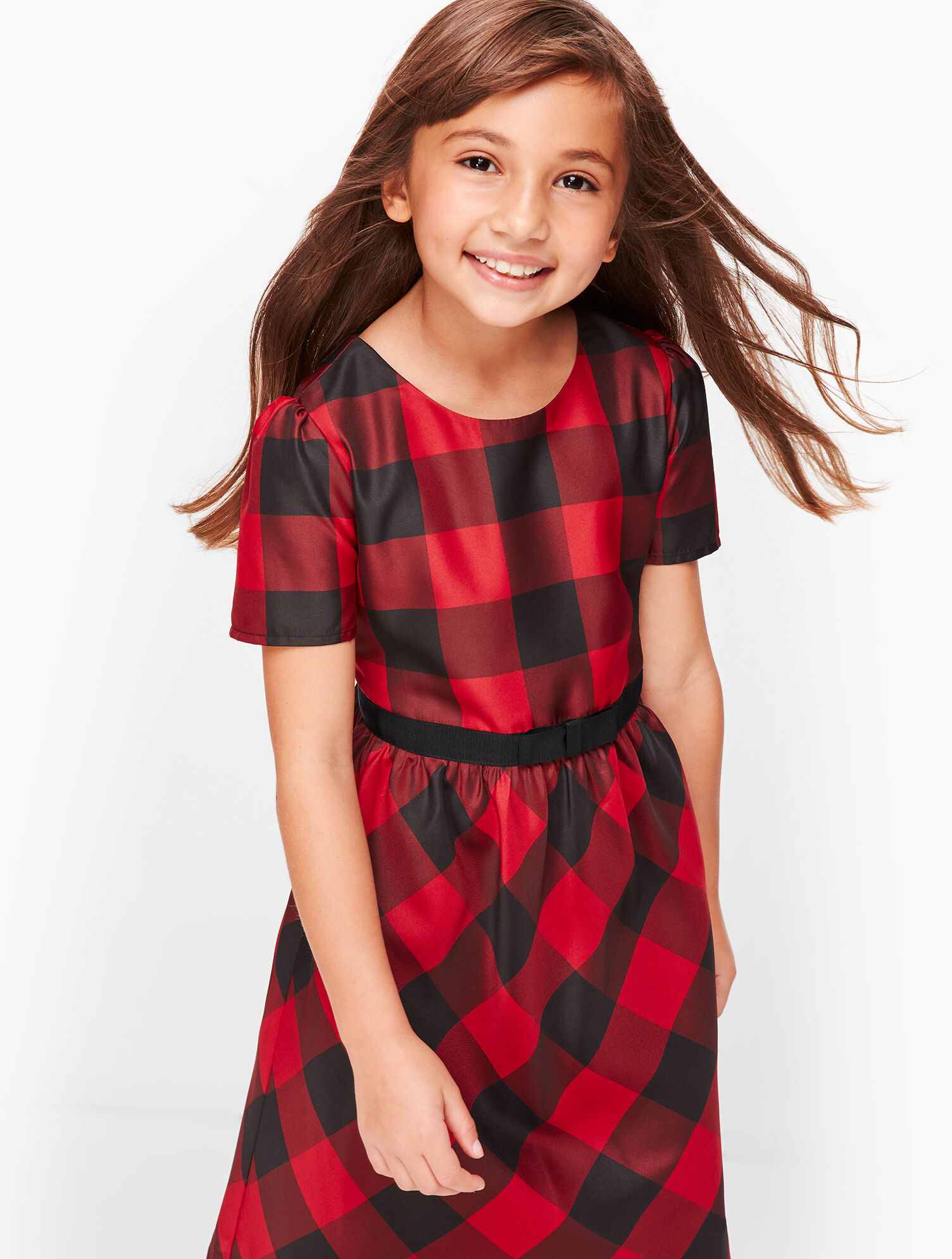 Girls Buffalo Check Fit &amp; Flare Dress