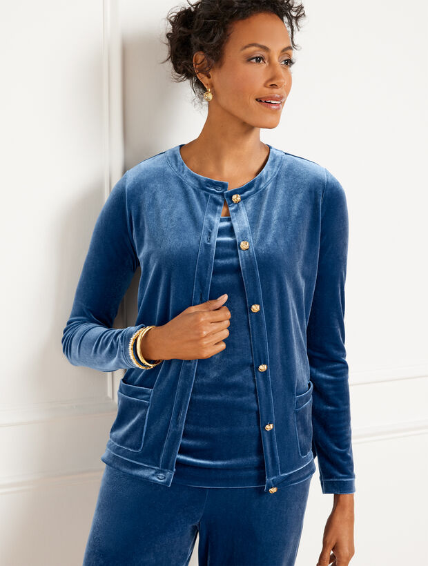 Stretch Velvet Cardigan