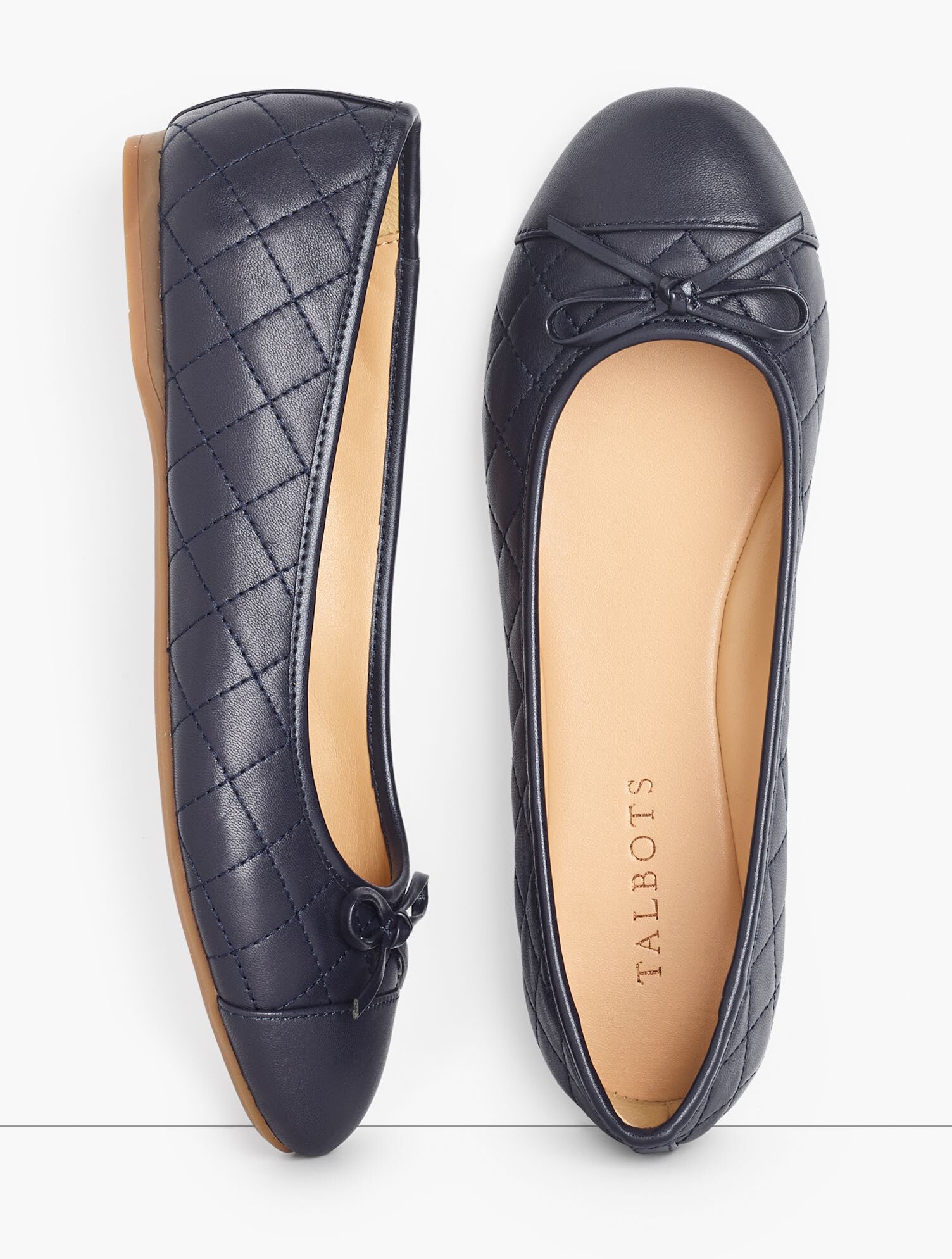 Penelope Cap Toe Ballet Flats Quilted Nappa Talbots