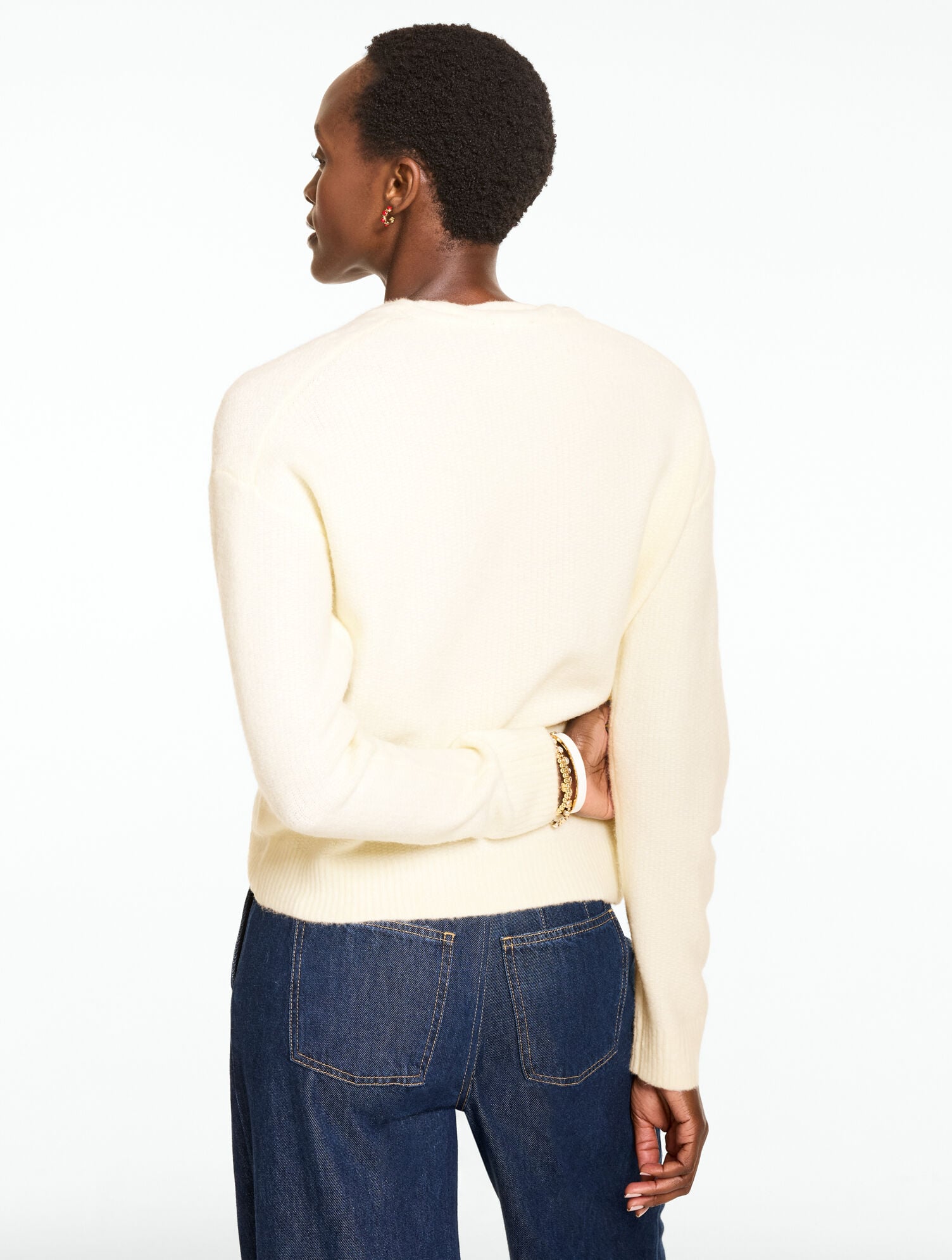 Mixed Cable Knit V-Neck Sweater