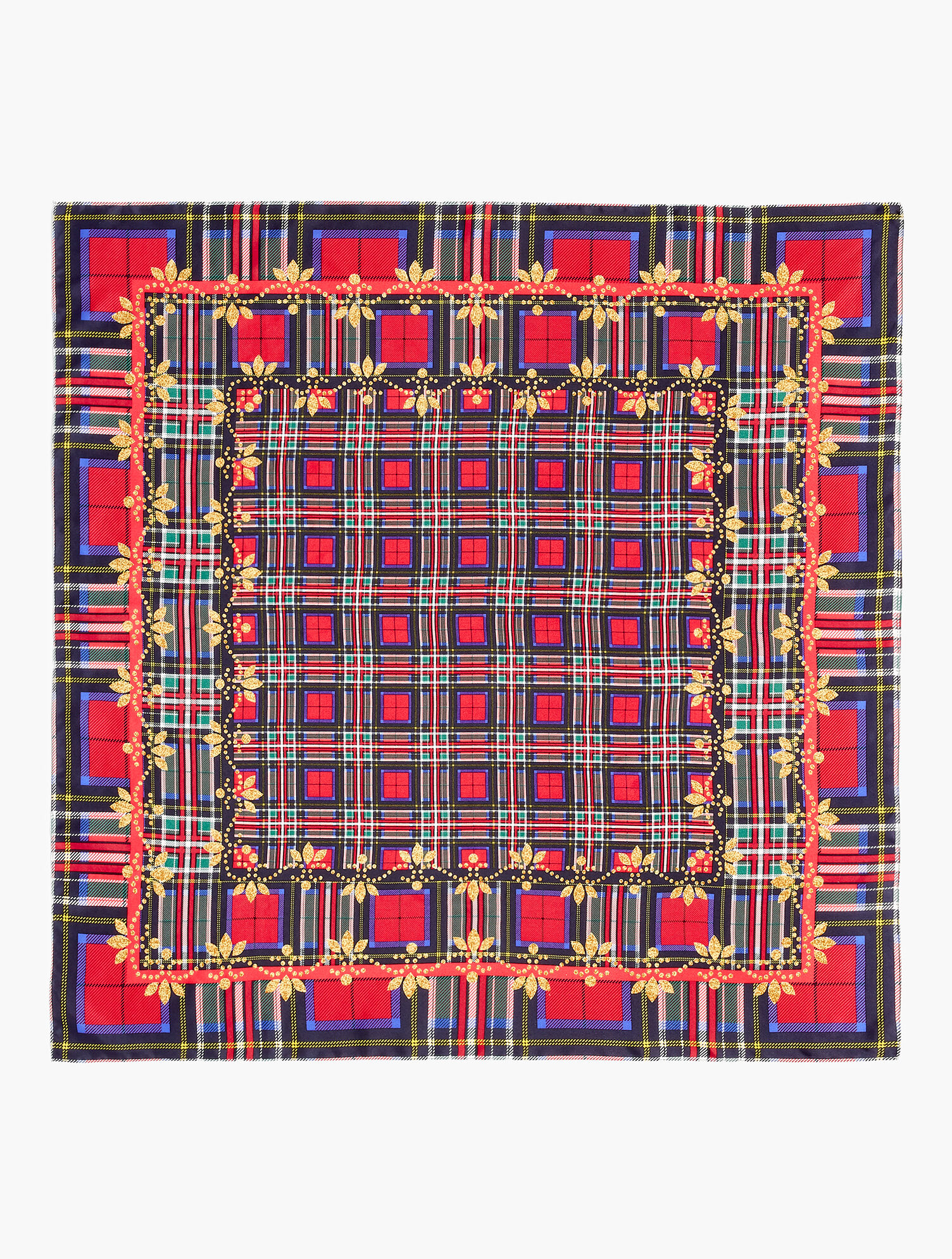 Festive Tartan Silk Square Scarf