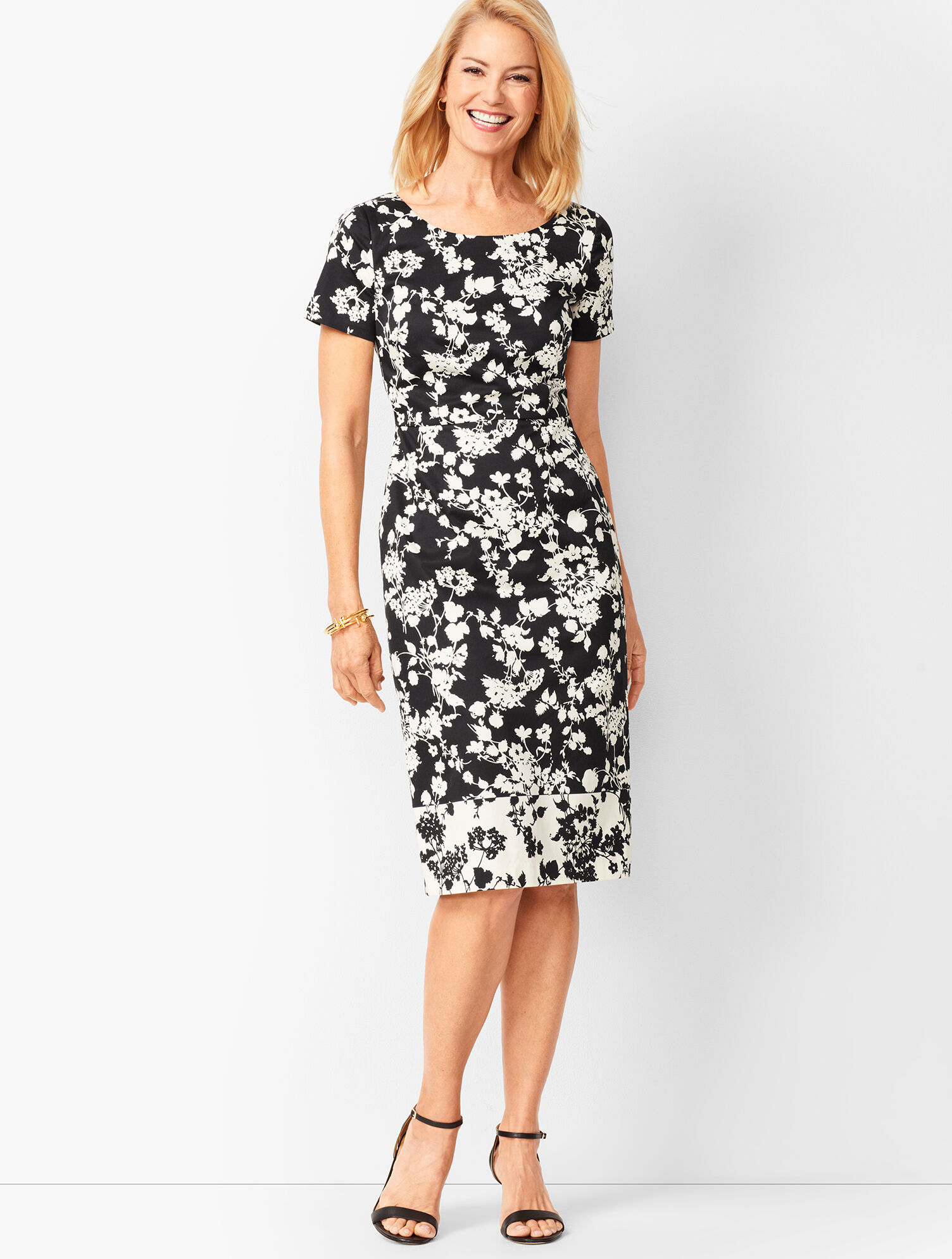 Floral Bateau-Neck Sheath Dress