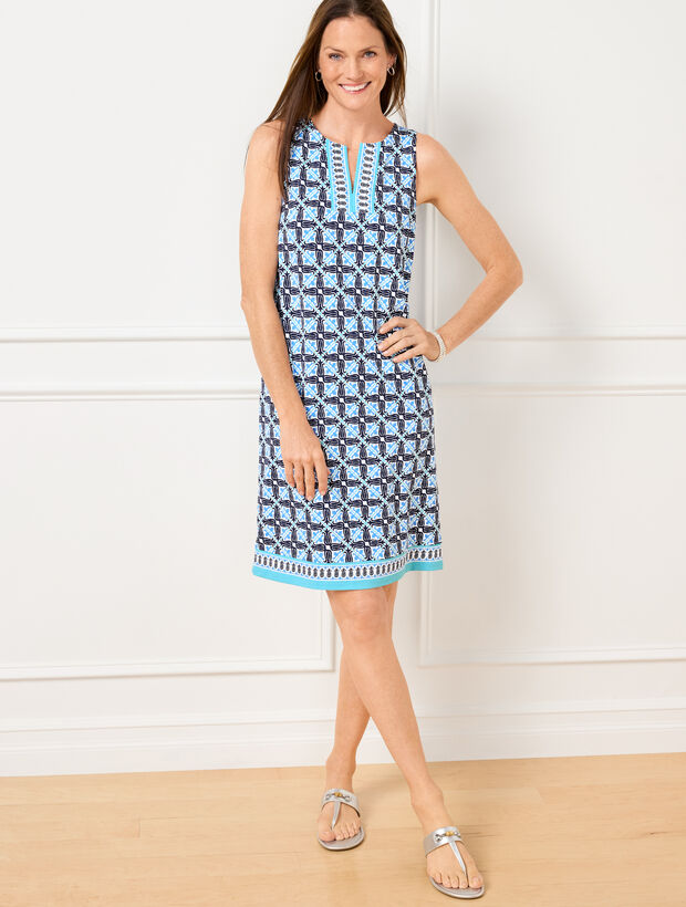 Effortless Jersey Sleeveless Shift Dress - Diagonal Stripe | Talbots