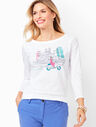Cotton Bateau-Neck Tee - Scooter Girl