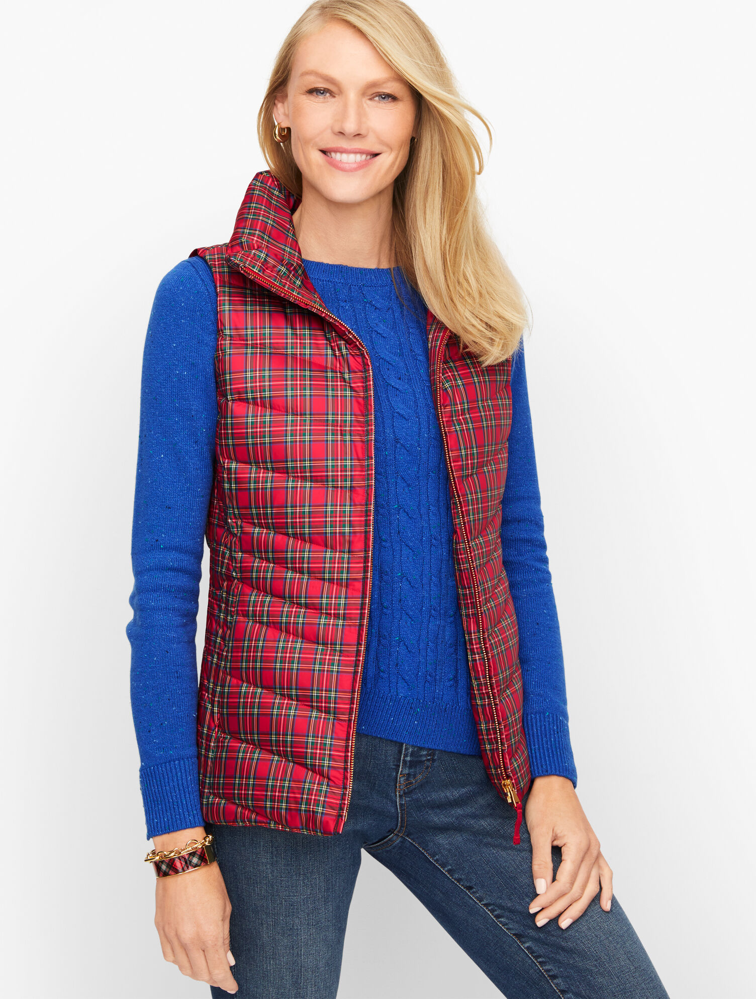 Down-Fill Puffer Vest - Plaid