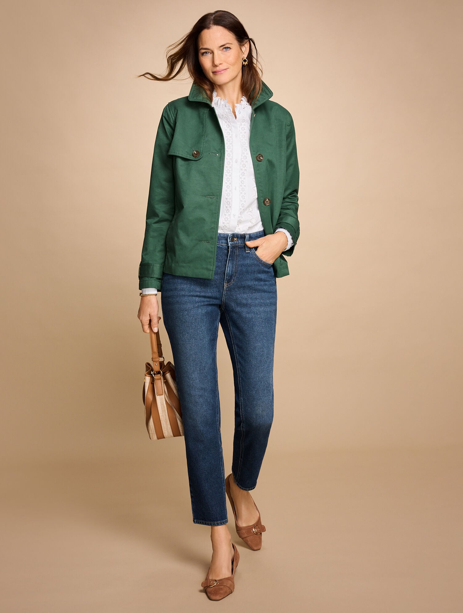 Slim Straight Ankle Jeans - Lilies Wash