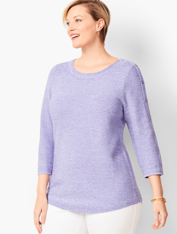 Button-Sleeve Sweater - Marled