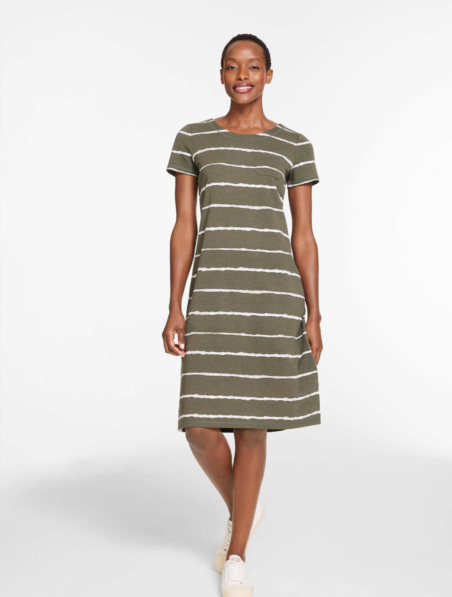 French Terry T-Shirt Dress - Tie-Dye Stripe