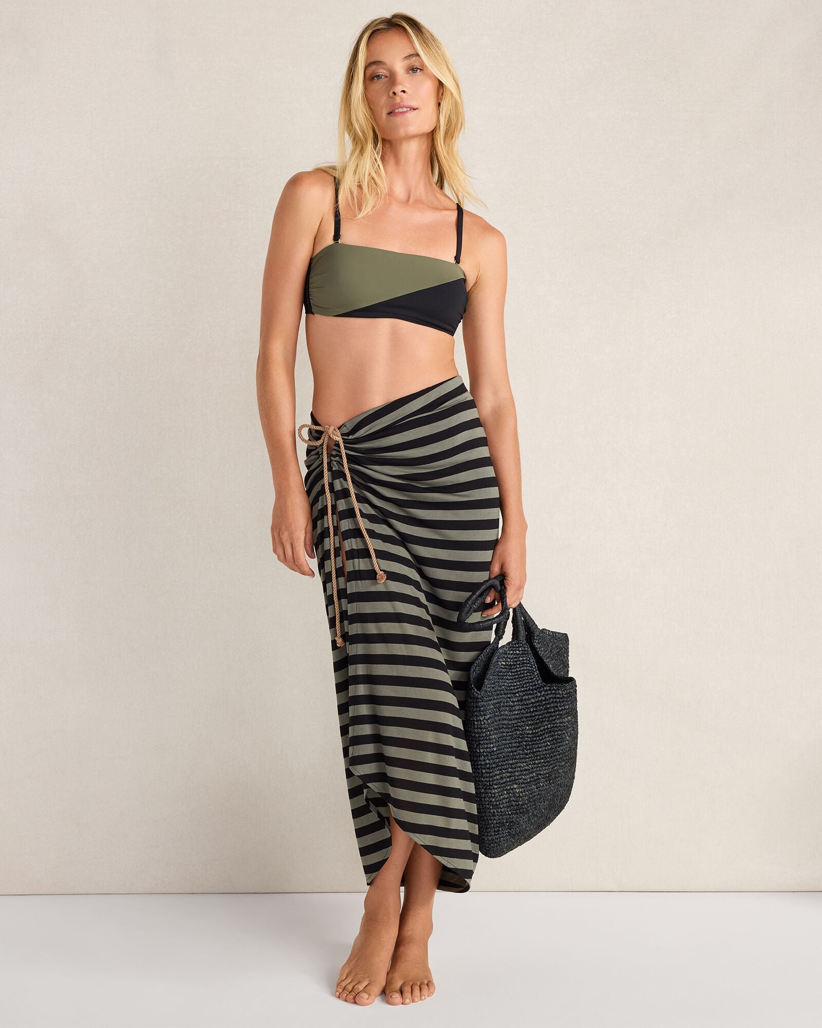 Knit Striped Sarong Skirt