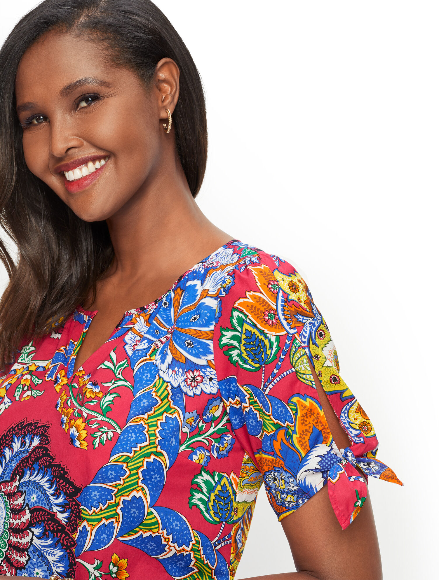Paisley Tie Sleeve Top