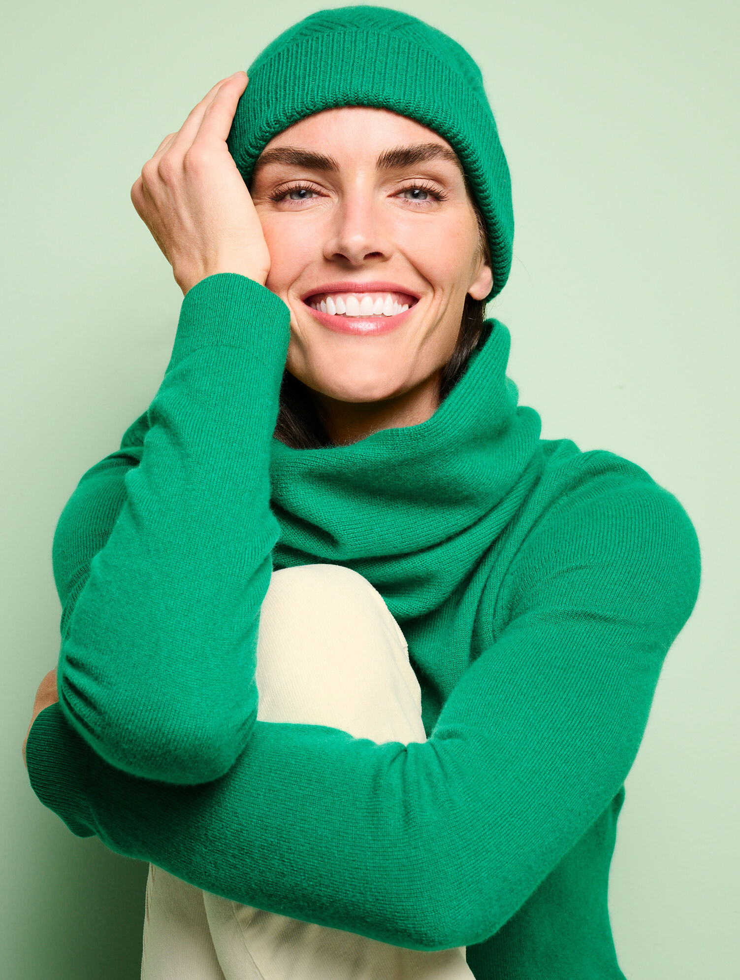 Basketweave Cashmere Knit Beanie