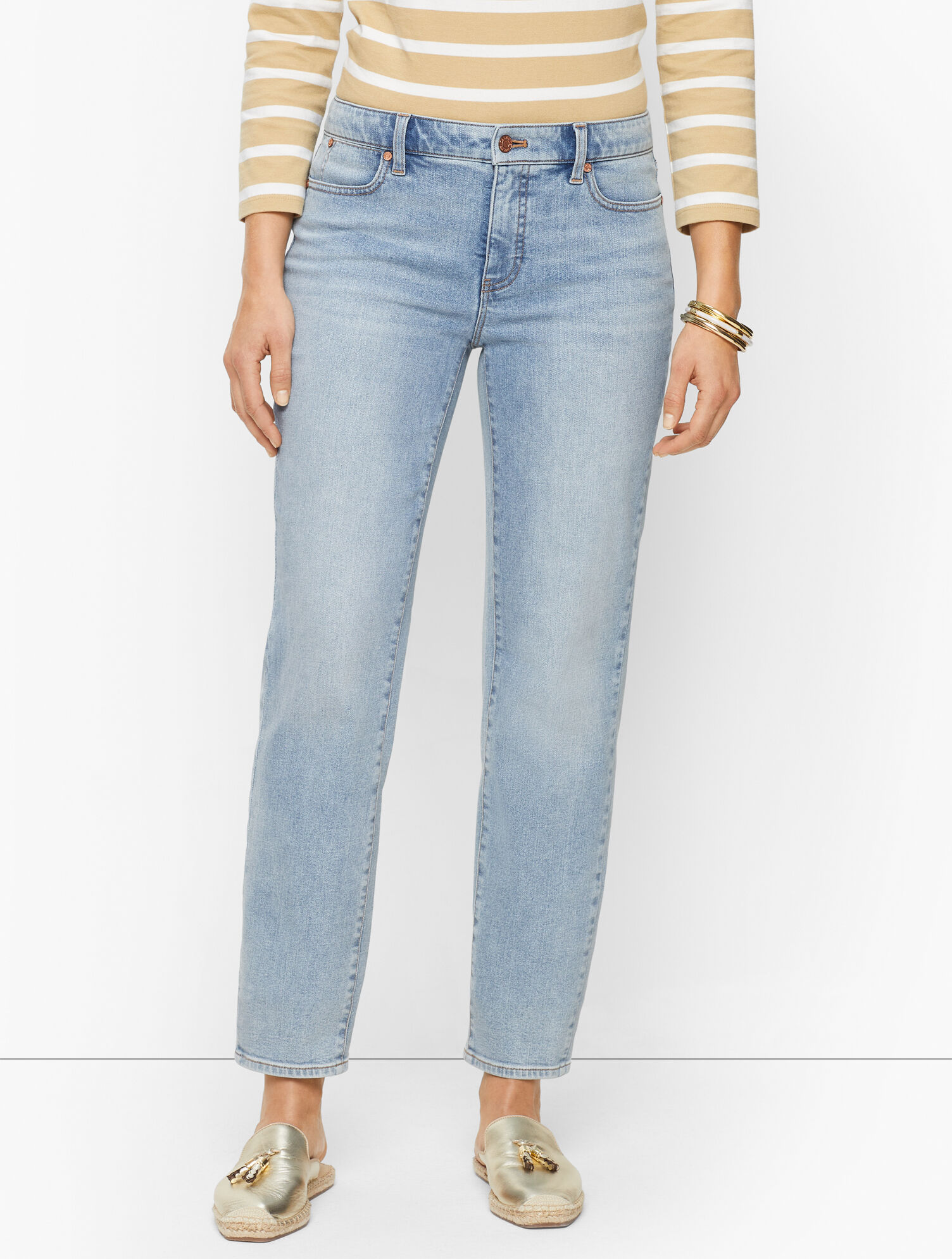 High Waist Straight Ankle Jeans - Bluebird Wash