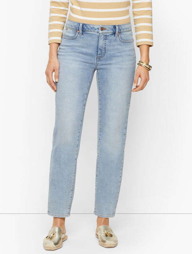 High Waist Straight Ankle Jeans - Bluebird Wash