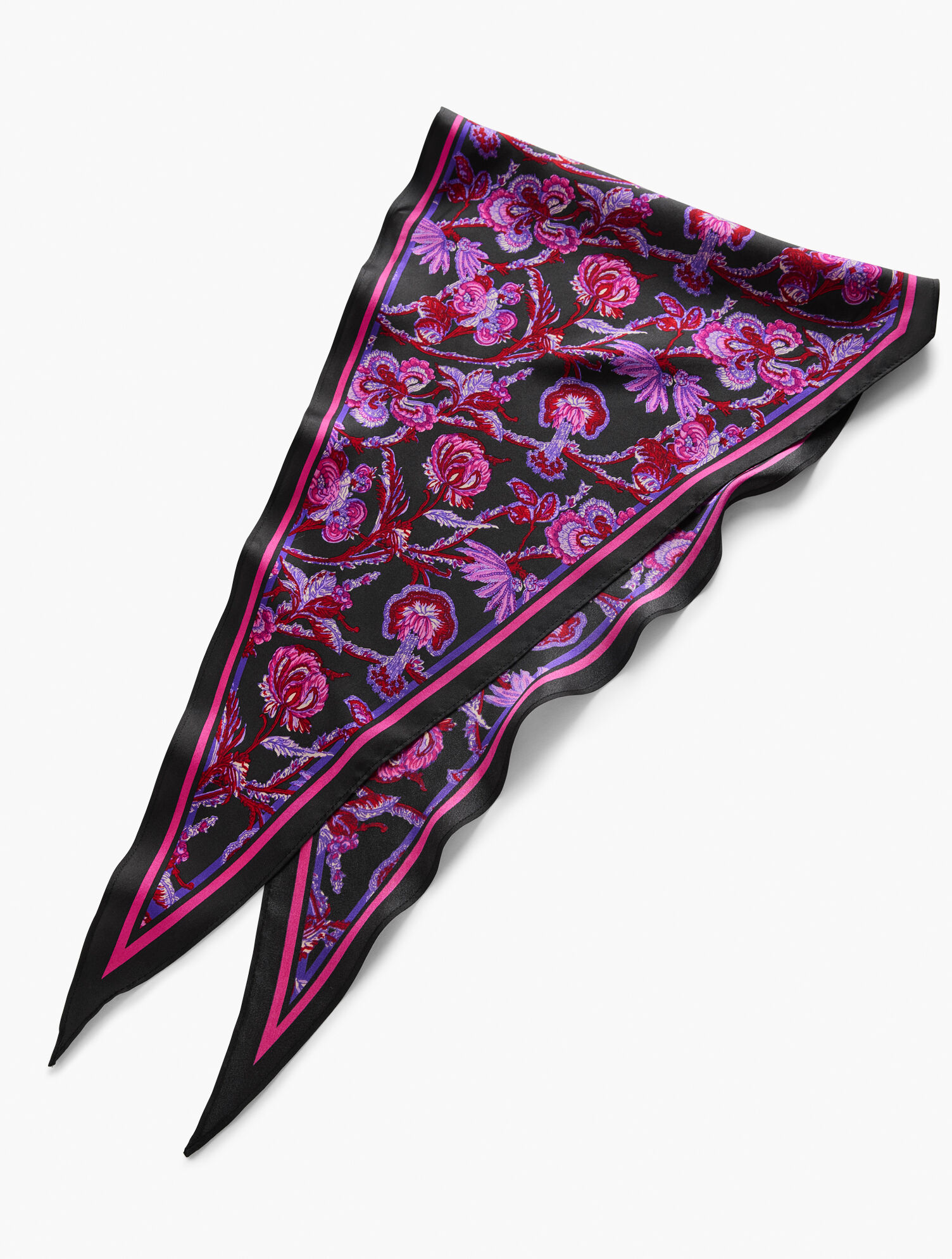 Dynamic Floral Silk Diamond Scarf