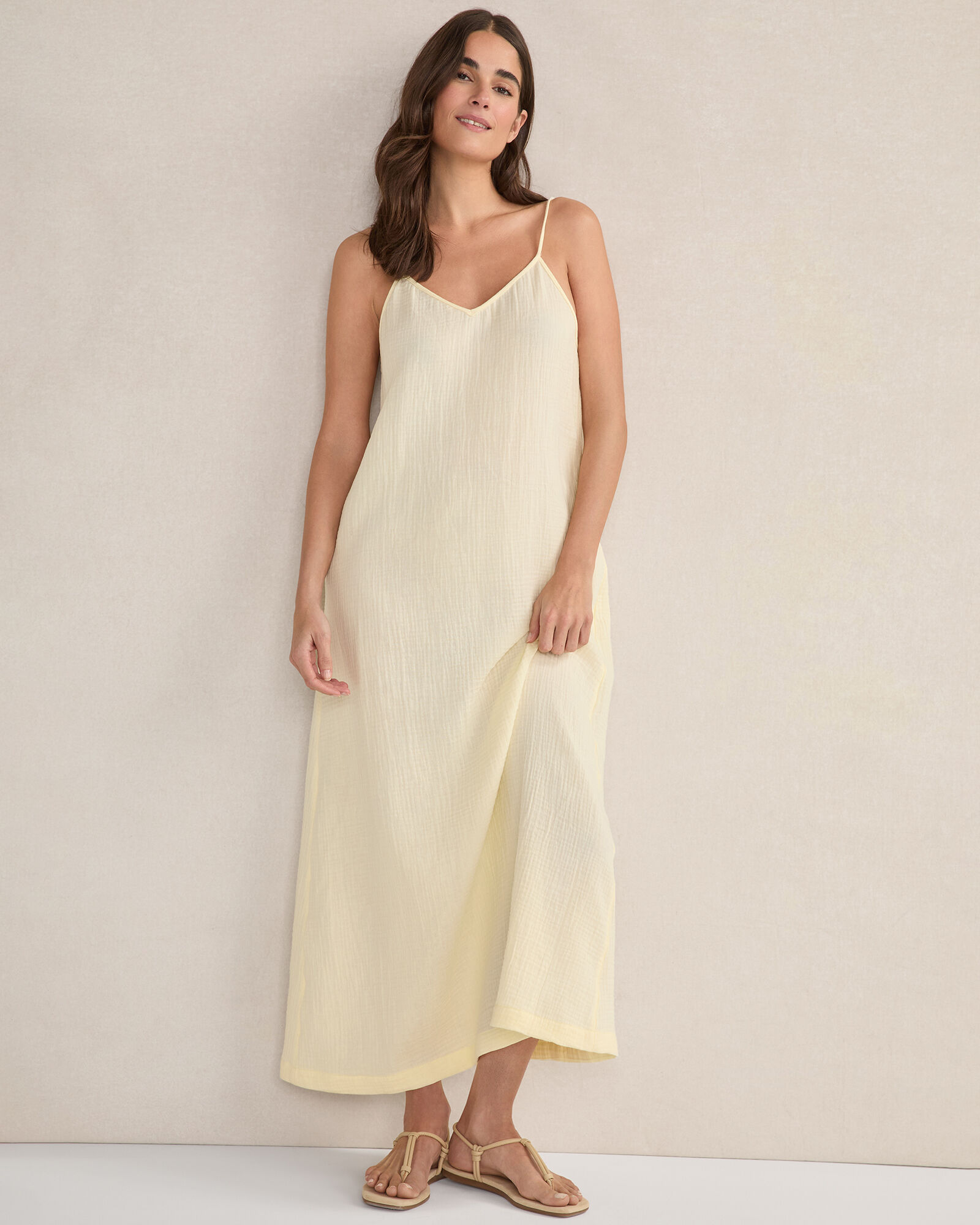 chinese dress ladies Haris Cotton V Neck Sleeveless Front Opening Maxi Dress main image 0
