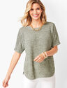 Marled Chunky-Knit Linen Sweater