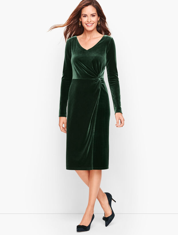 ralph lauren velvet dress green Retro Stage V-Neck Pearl A-line Velvet Vintage Dress Wine Red