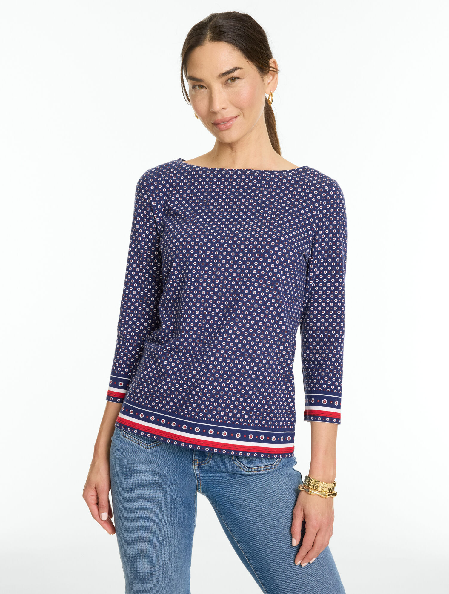 Bateau Neck Tee - Foulard Floral