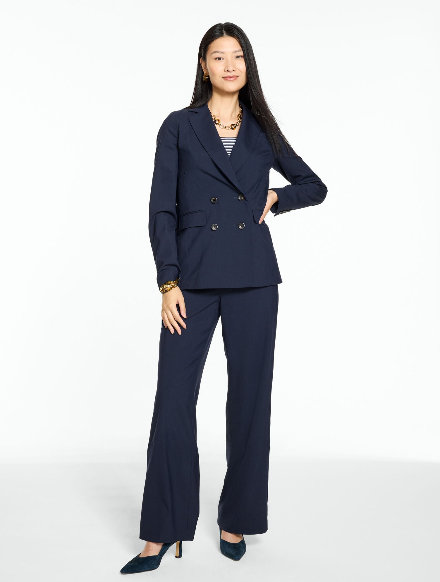 Double Breasted Wool Blend Blazer - thumbnail 4