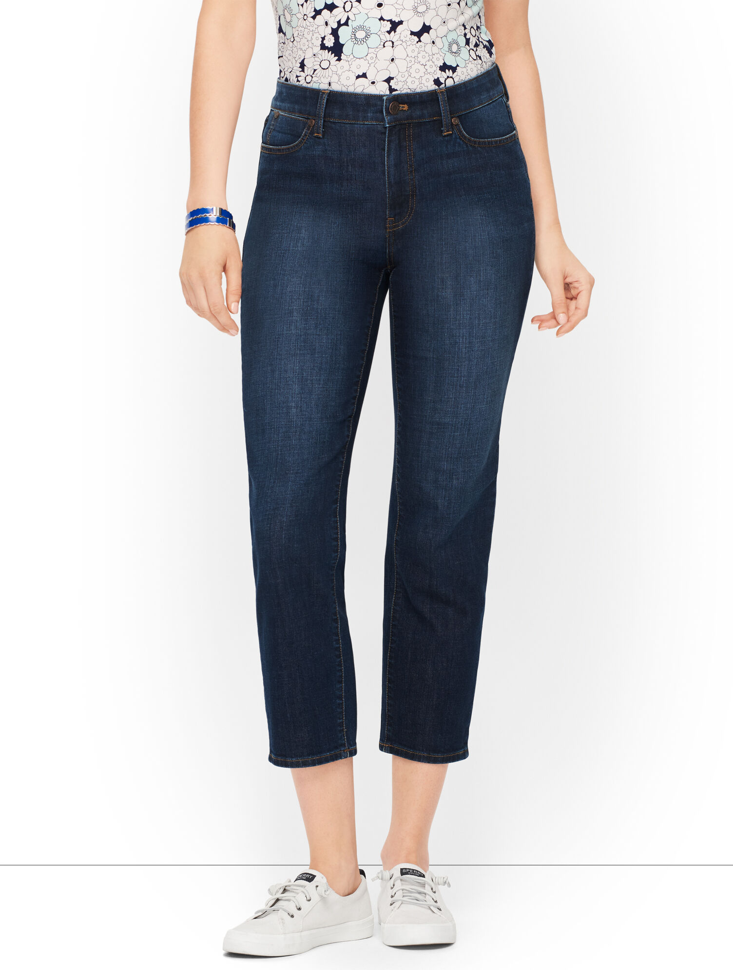 Straight Leg Crop Jeans - Baltic Wash