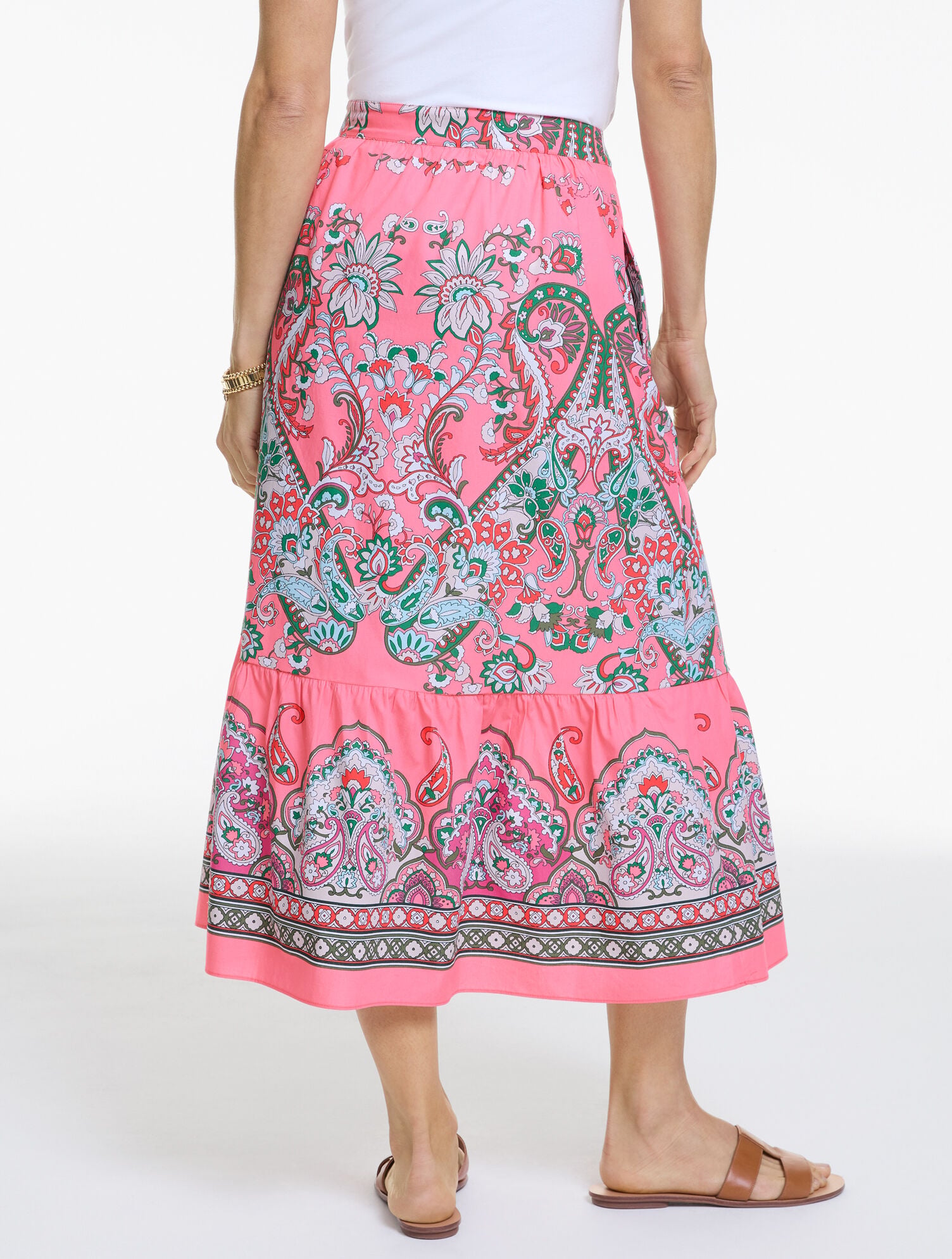 Modern Poplin Flounce Midi Skirt - Jubilant Paisley | Talbots