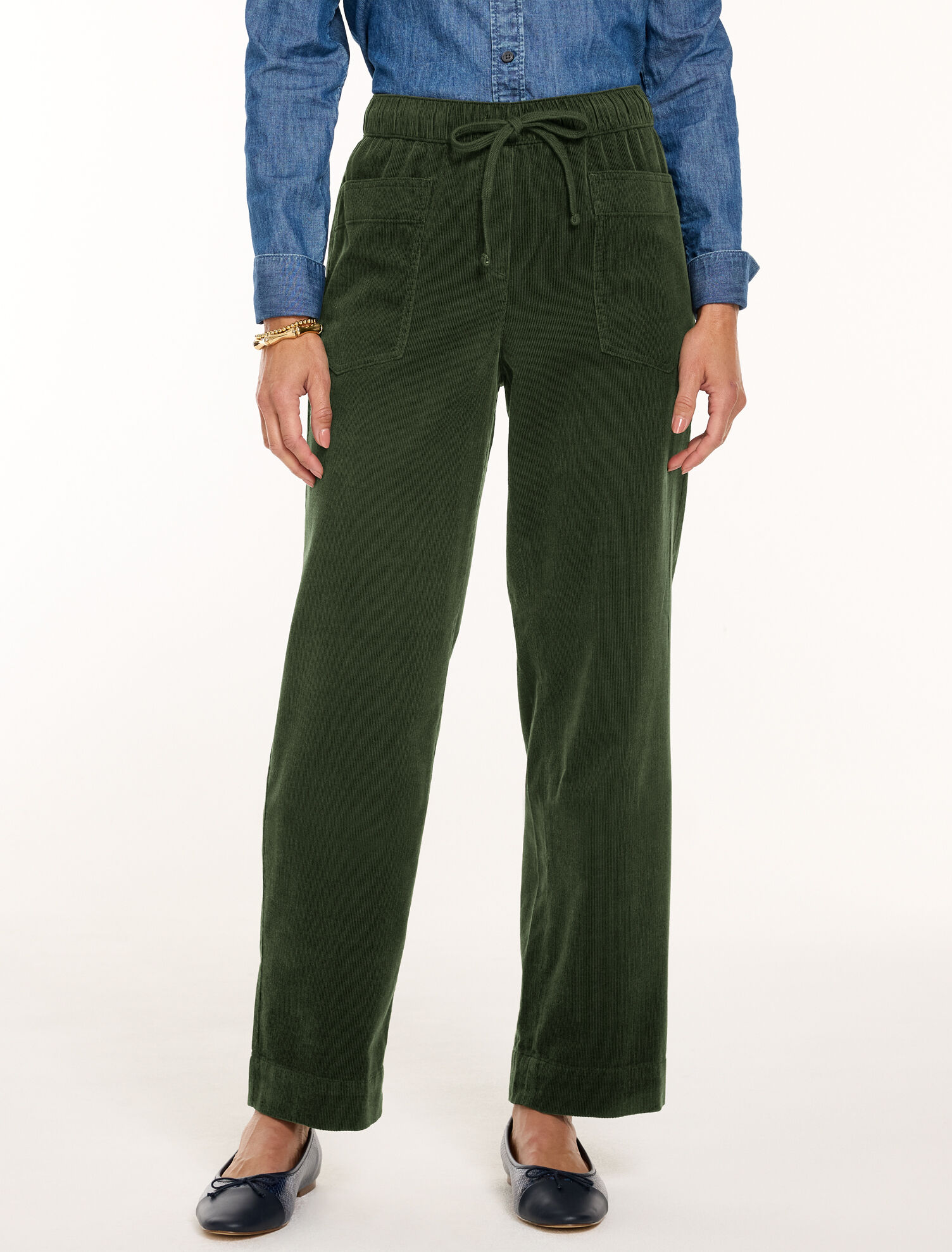 Corduroy Straight Leg Pull-on Pants