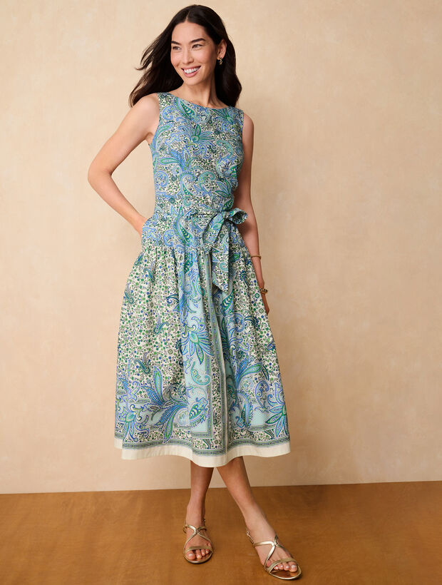 Modern Poplin Fit &amp; Flare Dress - Heritage Paisley