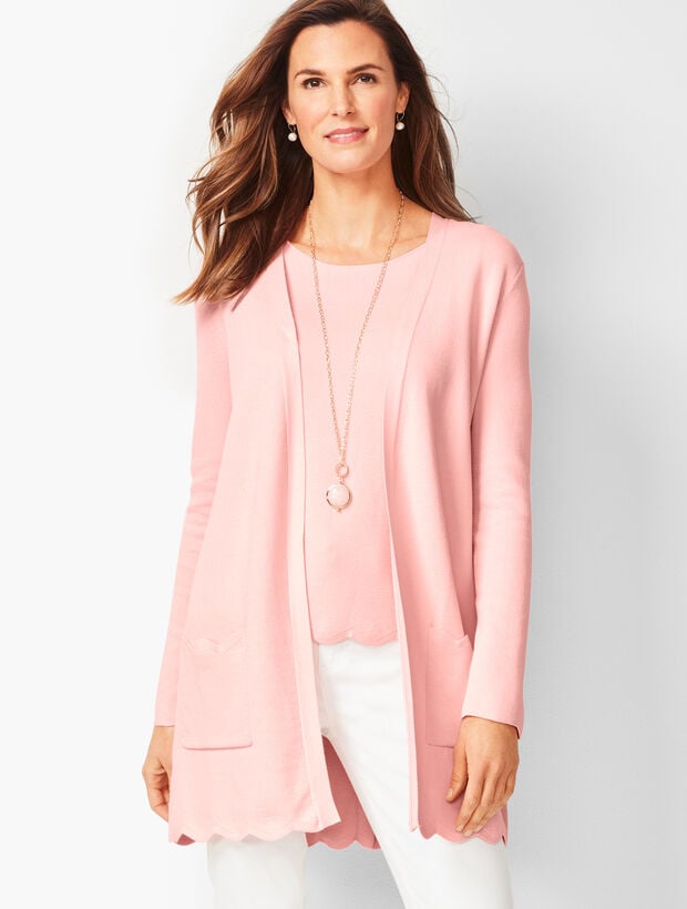 Open-Front Scalloped Cardigan