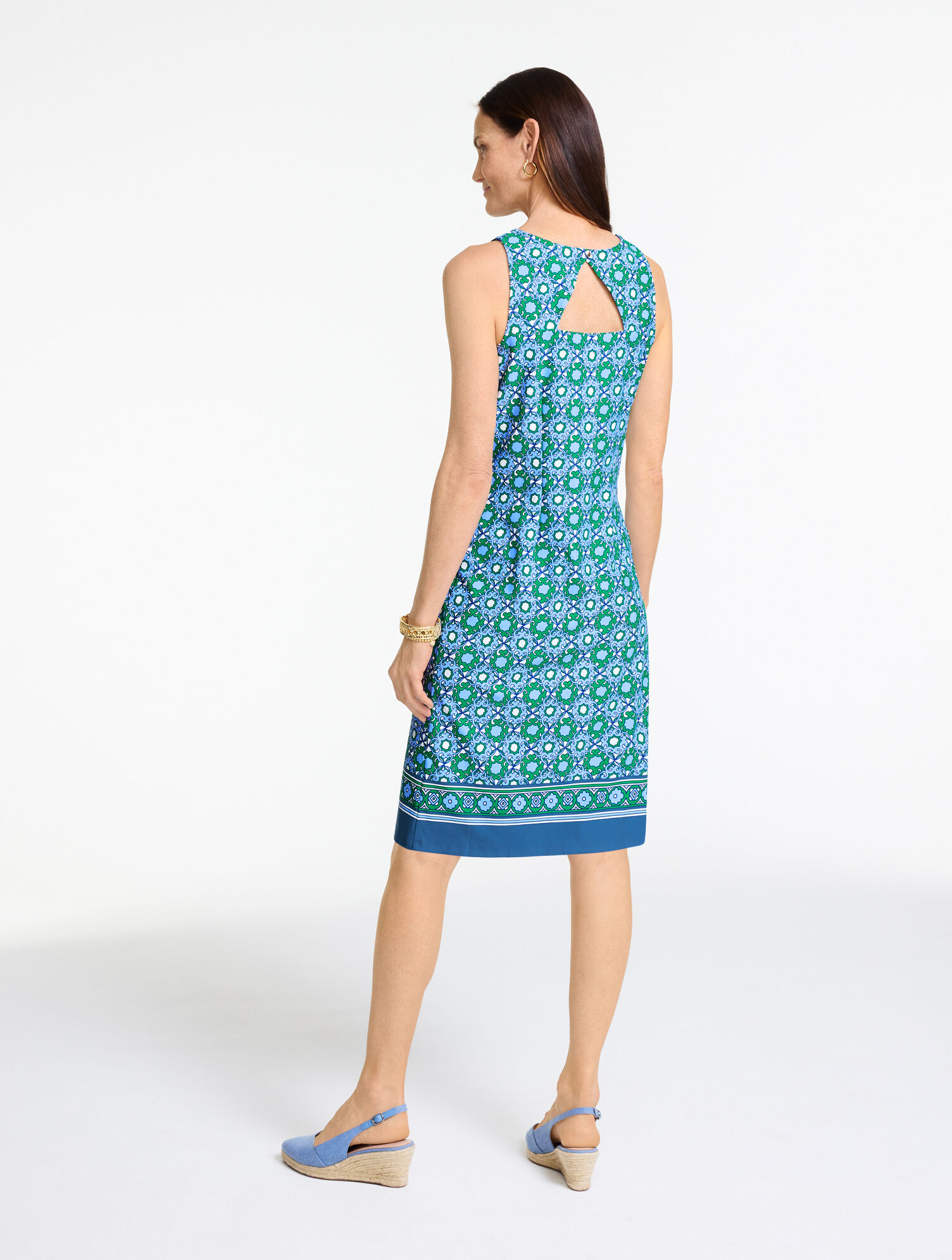Effortless Jersey Sleeveless Shift Dress - Medallion Border