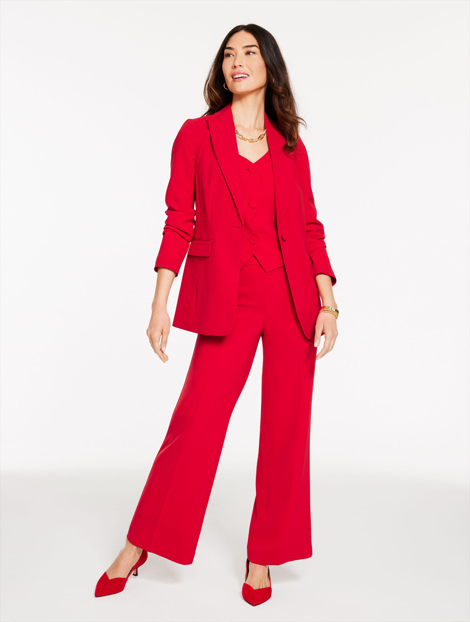 Wide Leg Stretch Crepe Pants